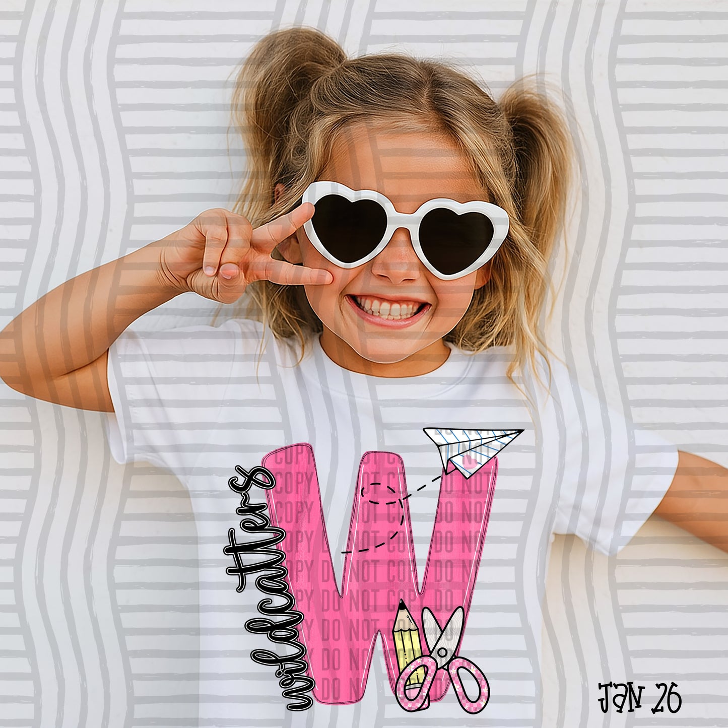 Pink Initials School -  Custom + DROPDOWN - 300 DPI digital download