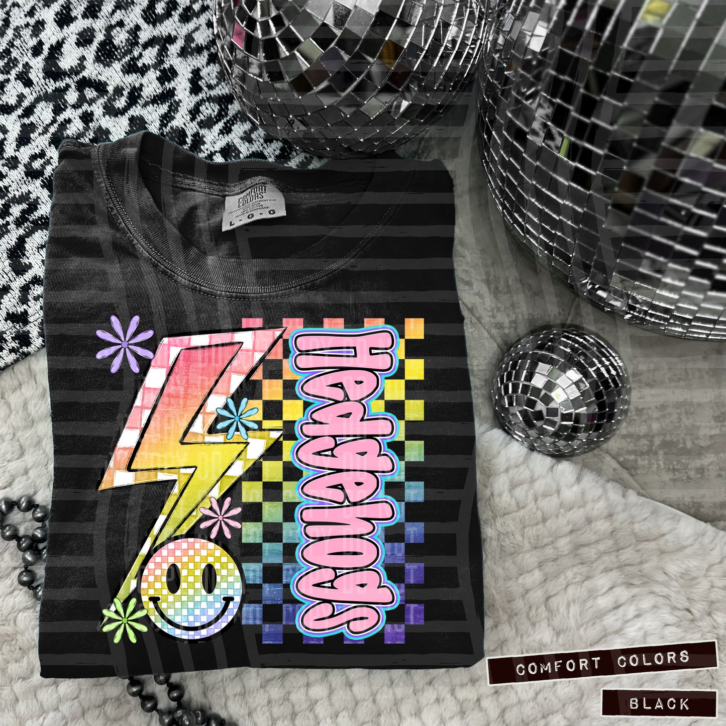 Sideways Rainbow Checker Bolt Happy Mascots Dropdown - Digital Download 300DPI PNG FILE