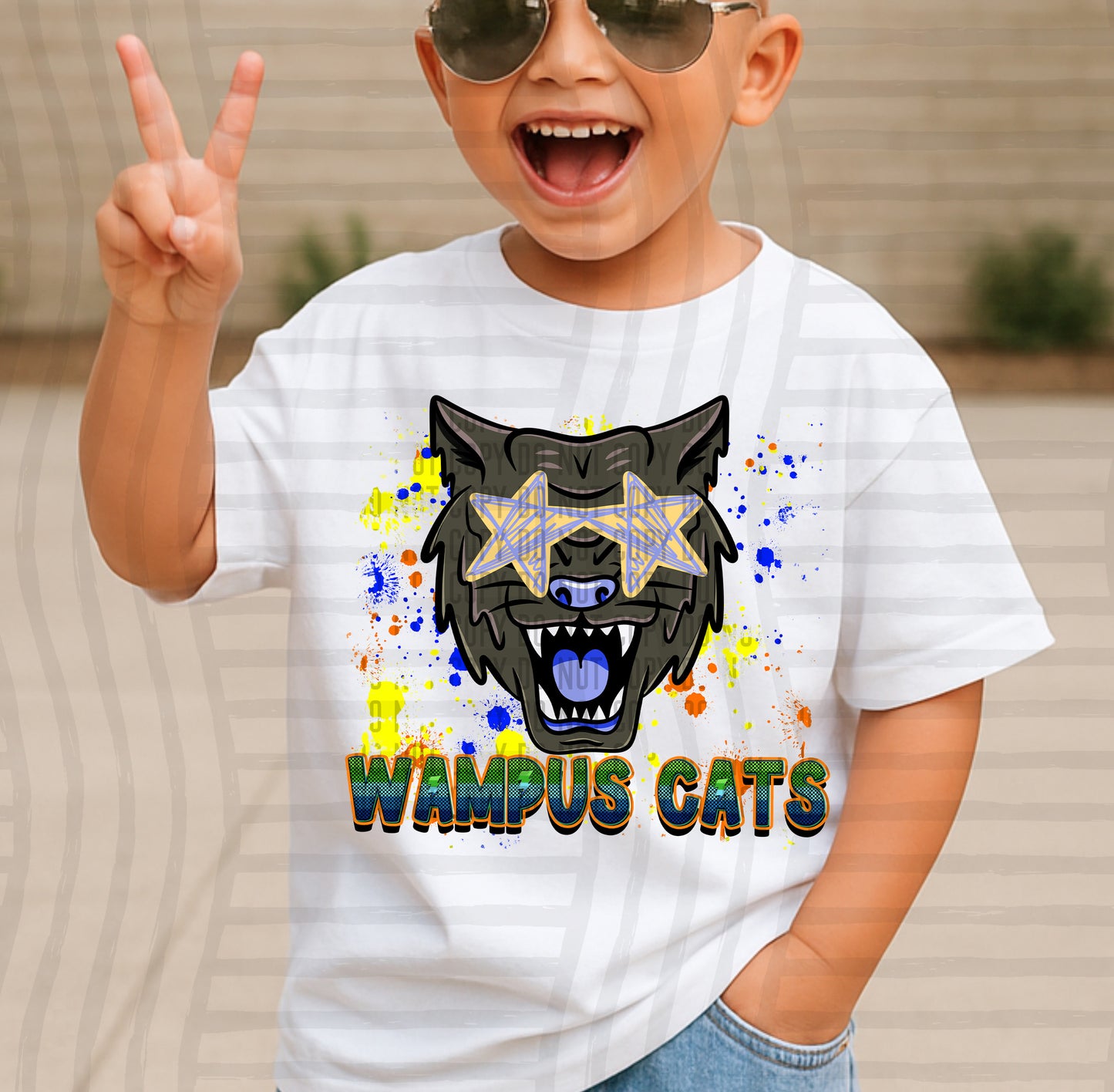 Paint Splatter STARRY EYED mascots blue/green/orange -  Digital Download 300DPI PNG FILE