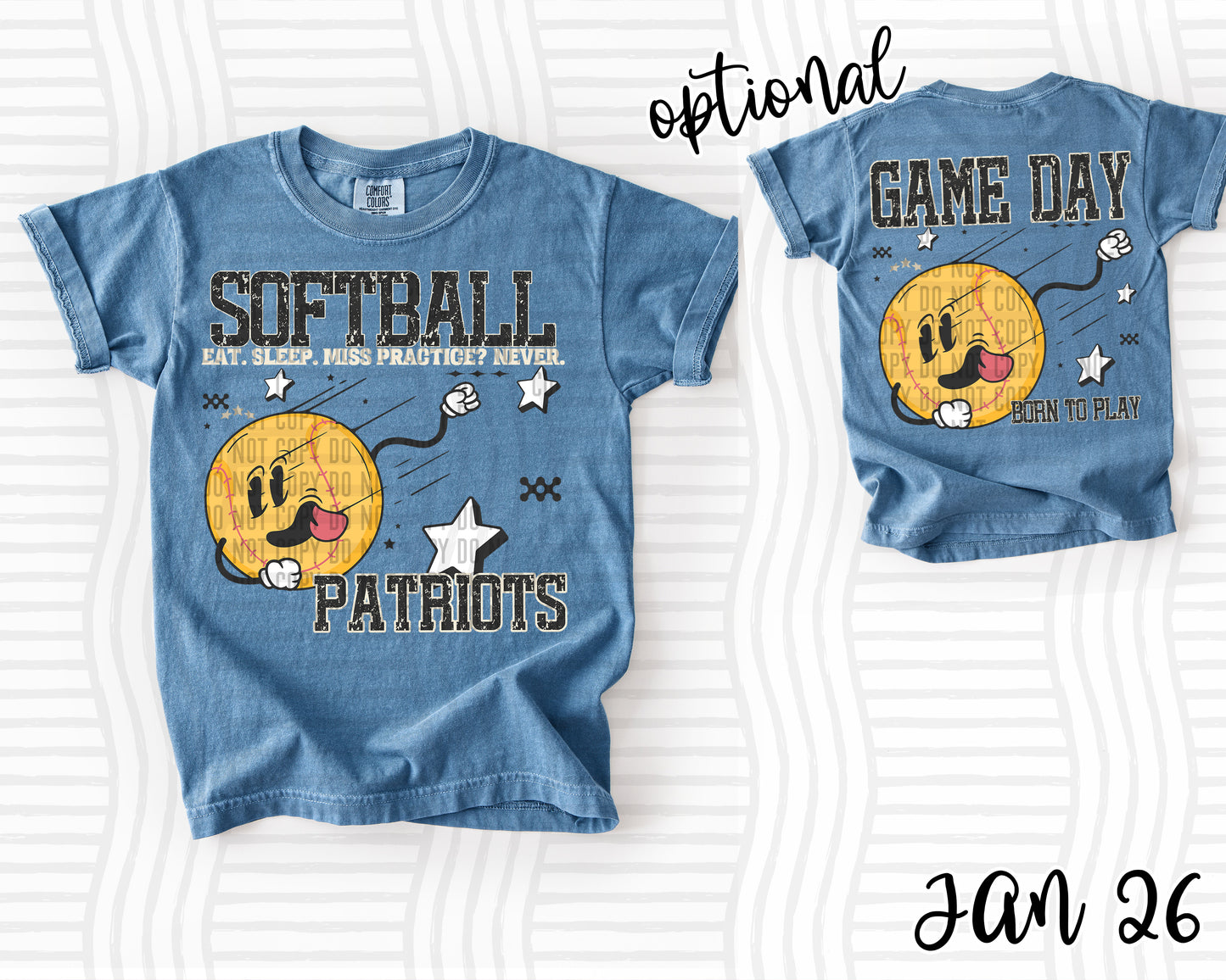 Softball Eat. Sleep. Miss Practice? Never.  OPTIONAL front   - Custom + DROPDOWN - 300 DPI digital download