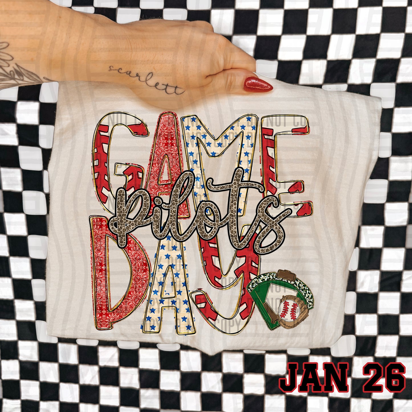 Game Day Baseball LEOPARD PRINT CENTER - Custom + DROPDOWN - 300 DPI digital download