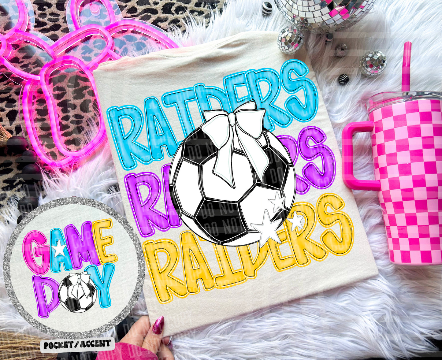 Bright Preppy Stacked Soccer Dropdown Digital Download 300DPI PNG FILE