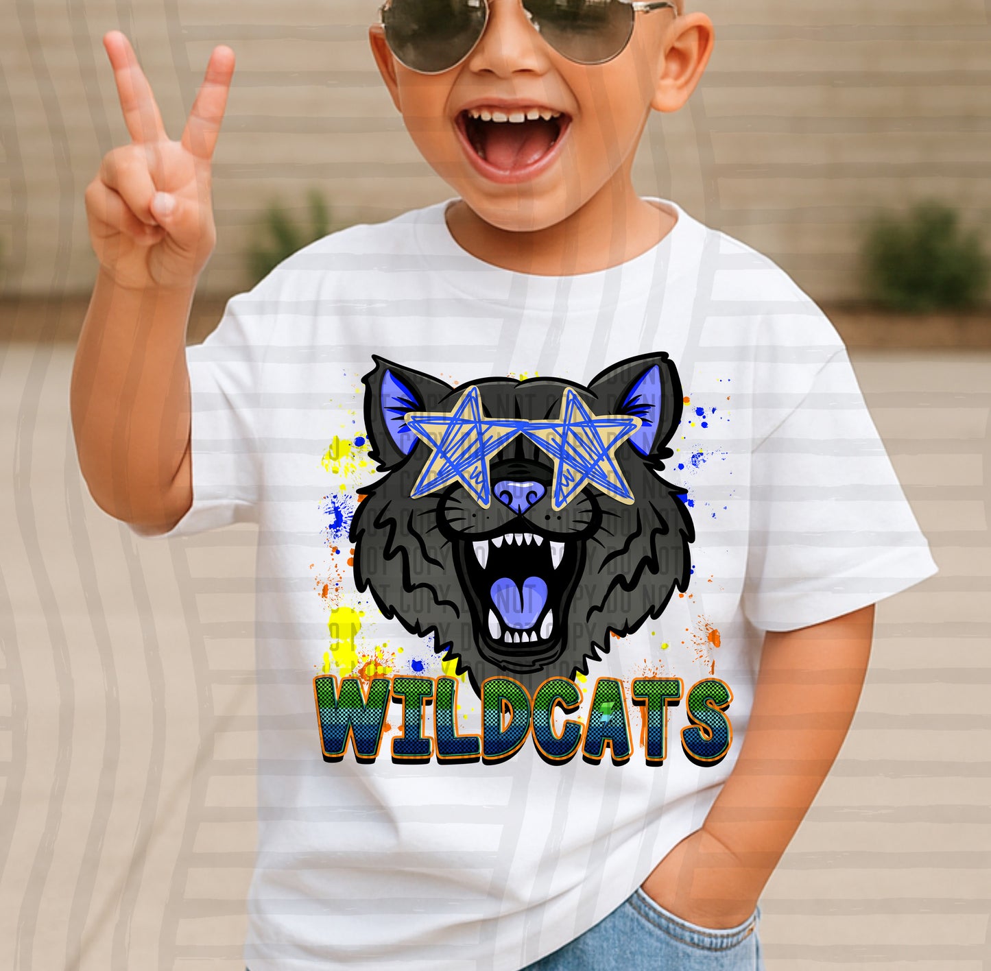 Paint Splatter STARRY EYED mascots blue/green/orange -  Digital Download 300DPI PNG FILE