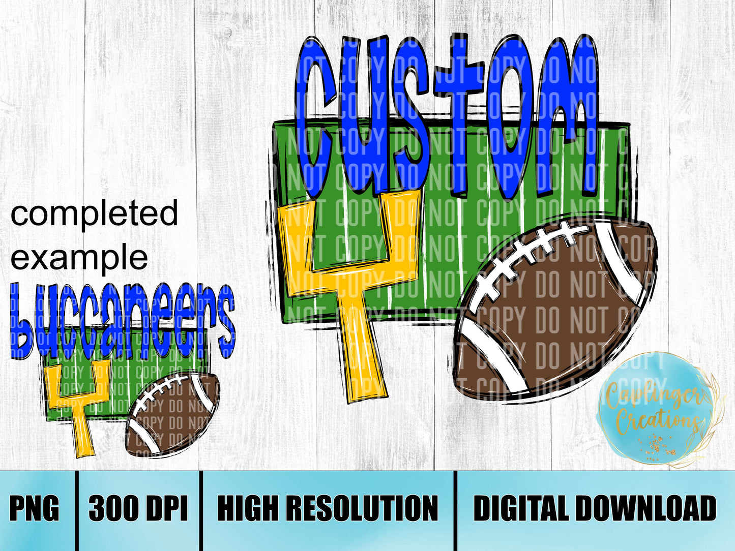 CUSTOM Team Name w/ football graphics - Digital download 300DPI PNG FILE