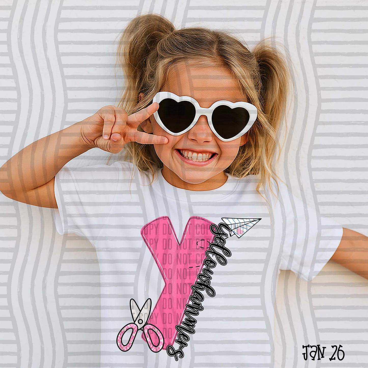 Pink Initials School -  Custom + DROPDOWN - 300 DPI digital download