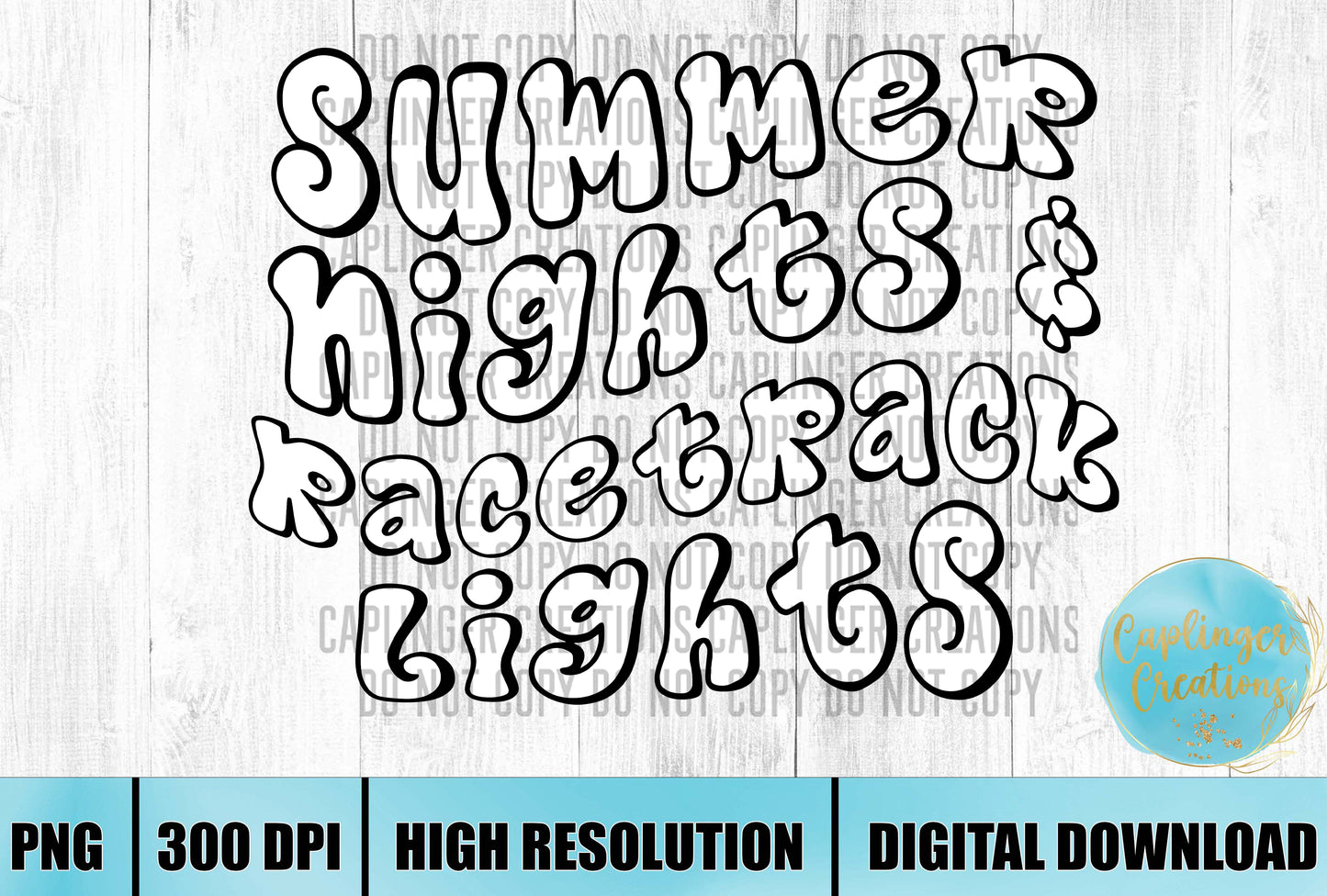 Summer nights racetrack lights- Digital download 300DPI PNG FILE