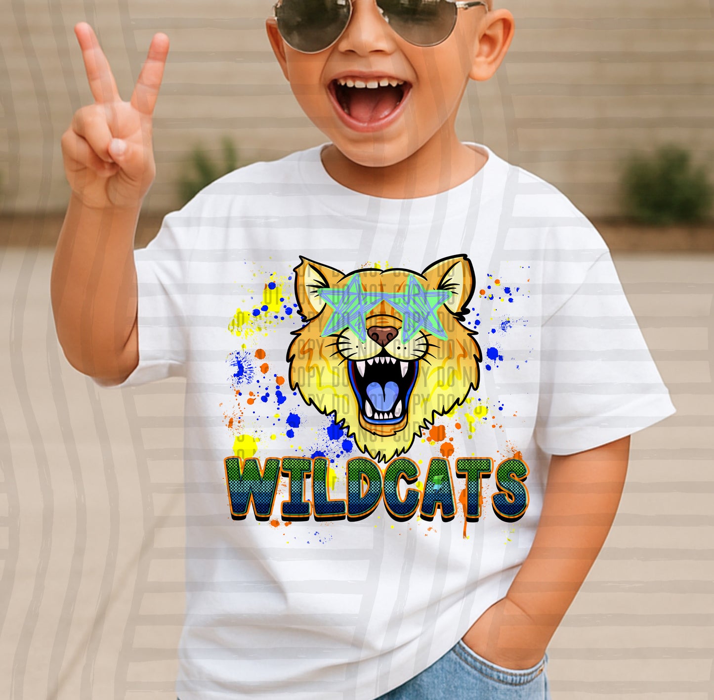 Paint Splatter STARRY EYED mascots blue/green/orange -  Digital Download 300DPI PNG FILE