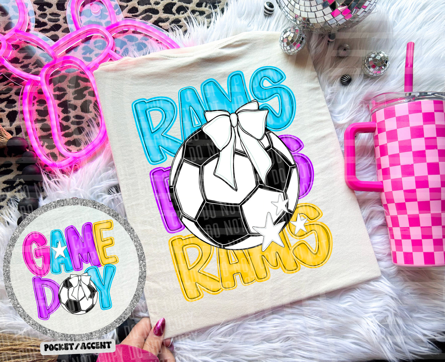 Bright Preppy Stacked Soccer Dropdown Digital Download 300DPI PNG FILE