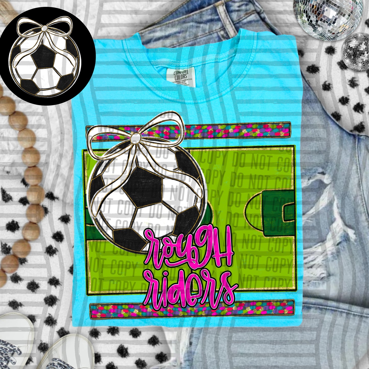 Preppy Soccer Field -optional pocket + Custom + Dropdown - 300 dpi Digital Download
