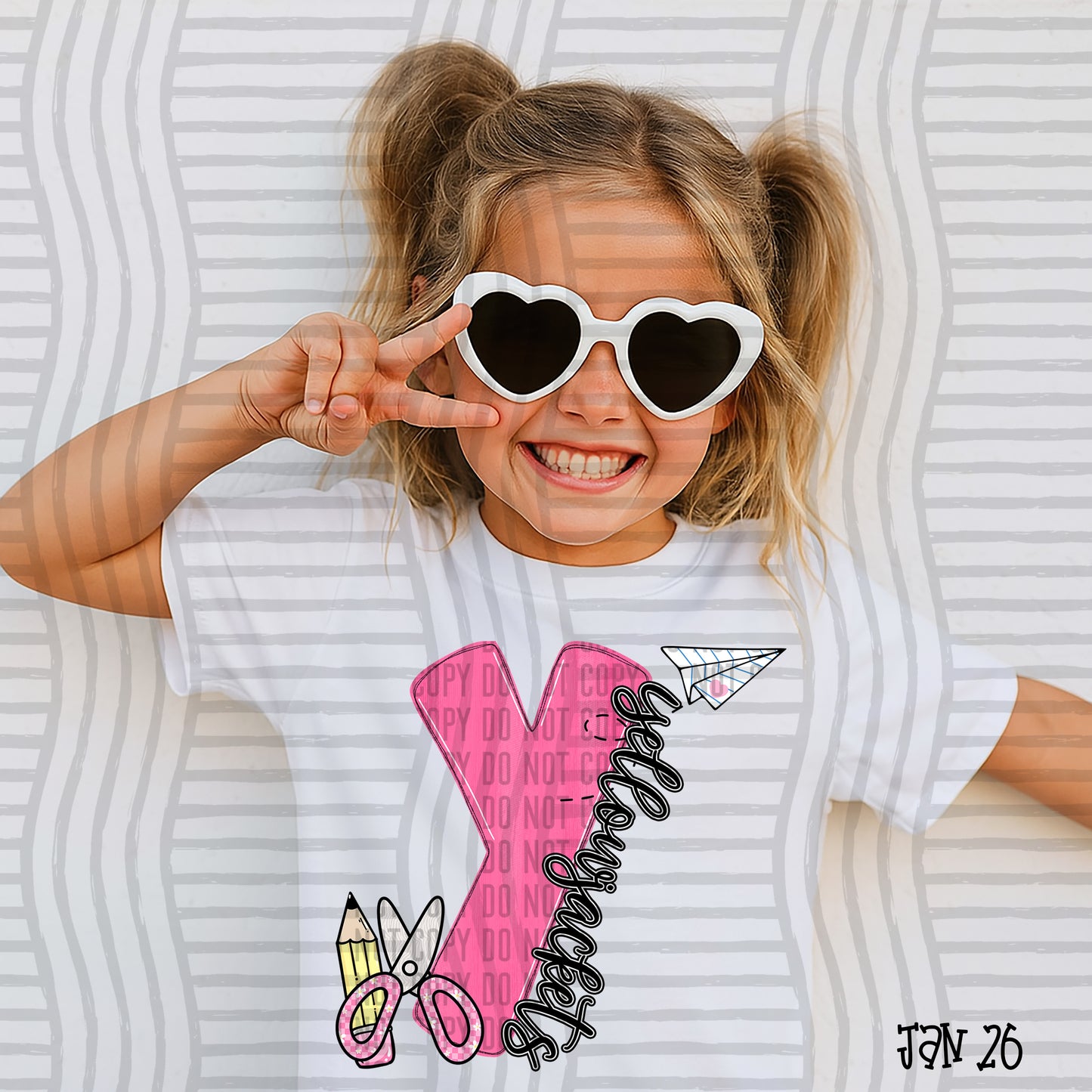 Pink Initials School -  Custom + DROPDOWN - 300 DPI digital download
