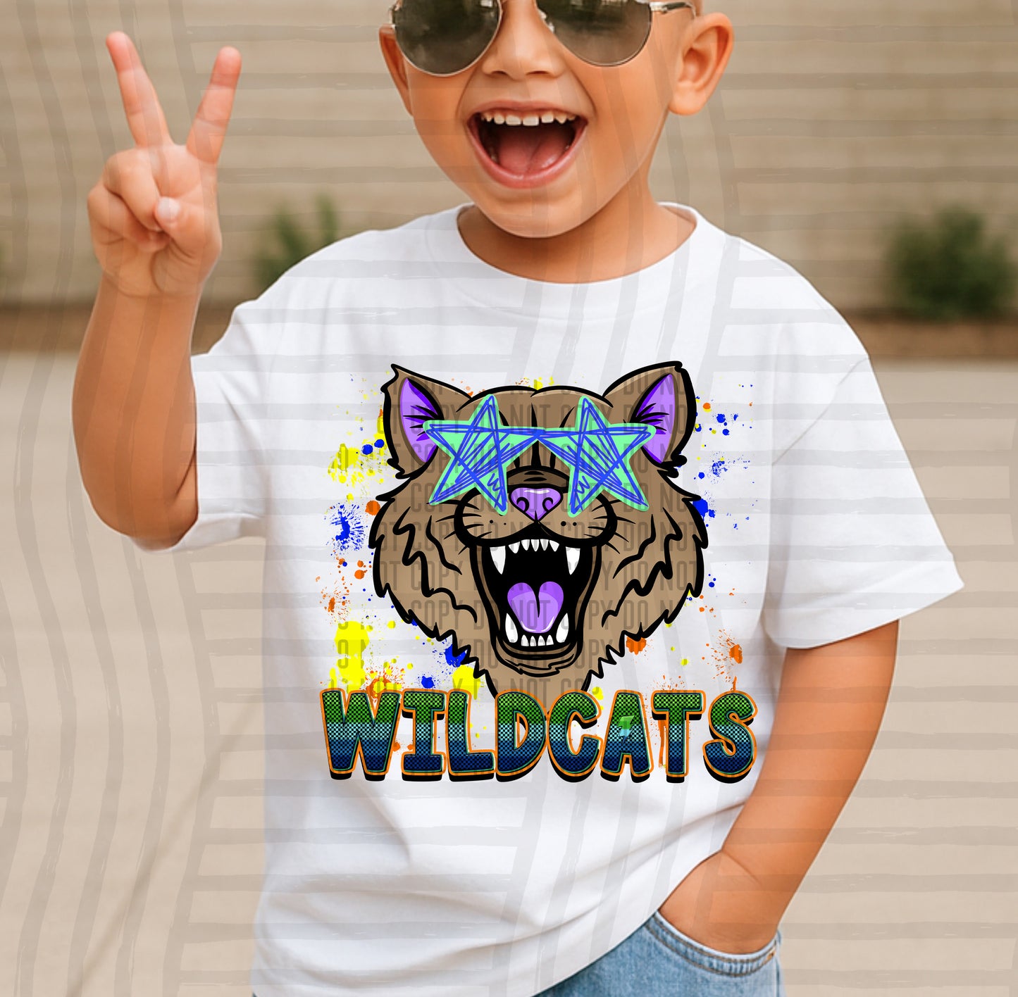 Paint Splatter STARRY EYED mascots blue/green/orange -  Digital Download 300DPI PNG FILE