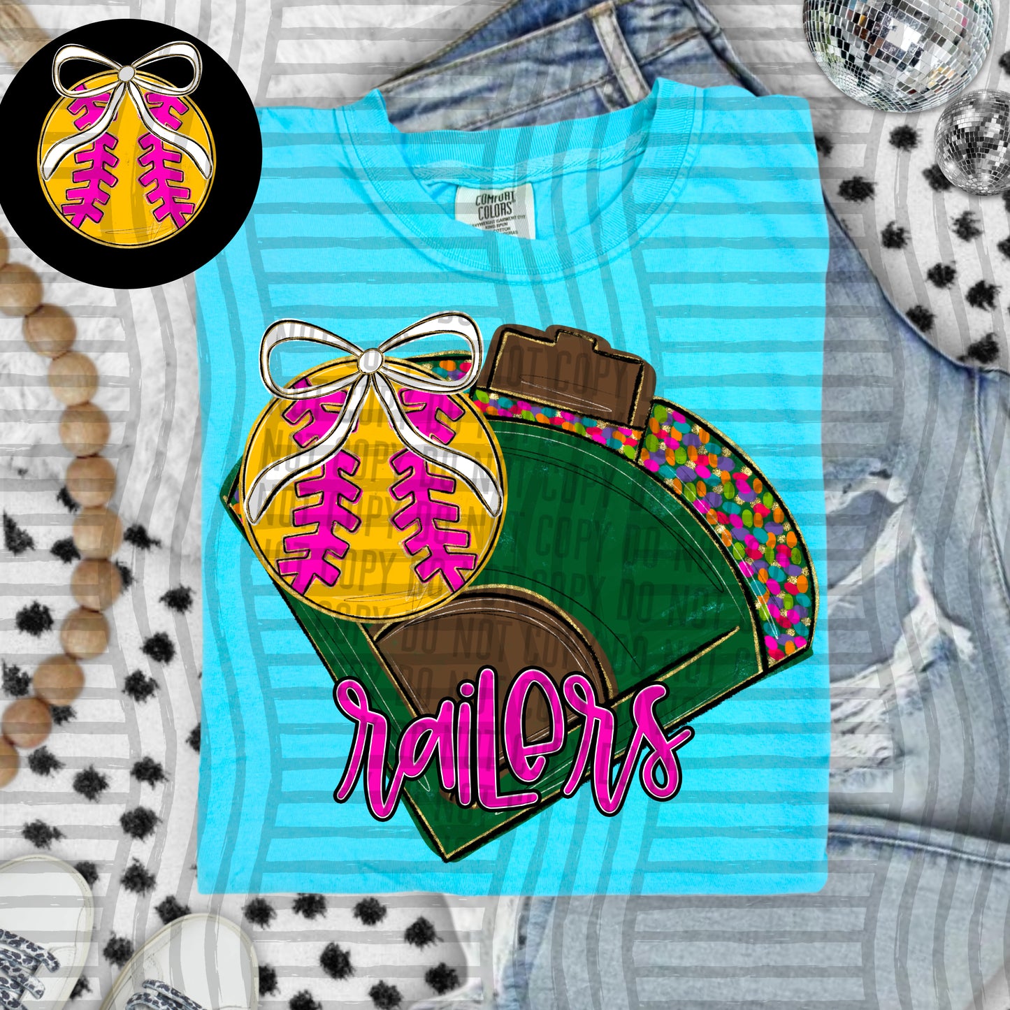 Preppy Softball Field - optional pocket + Custom + Dropdown - 300 dpi Digital Download