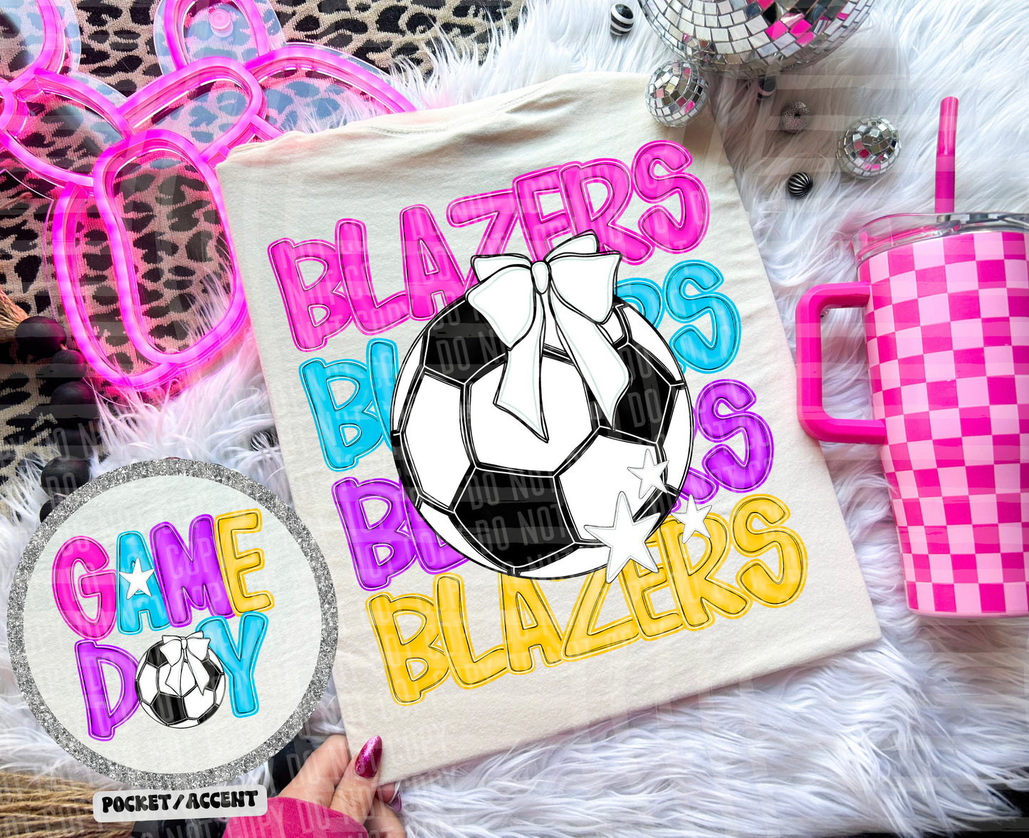 Bright Preppy Stacked Soccer Dropdown Digital Download 300DPI PNG FILE