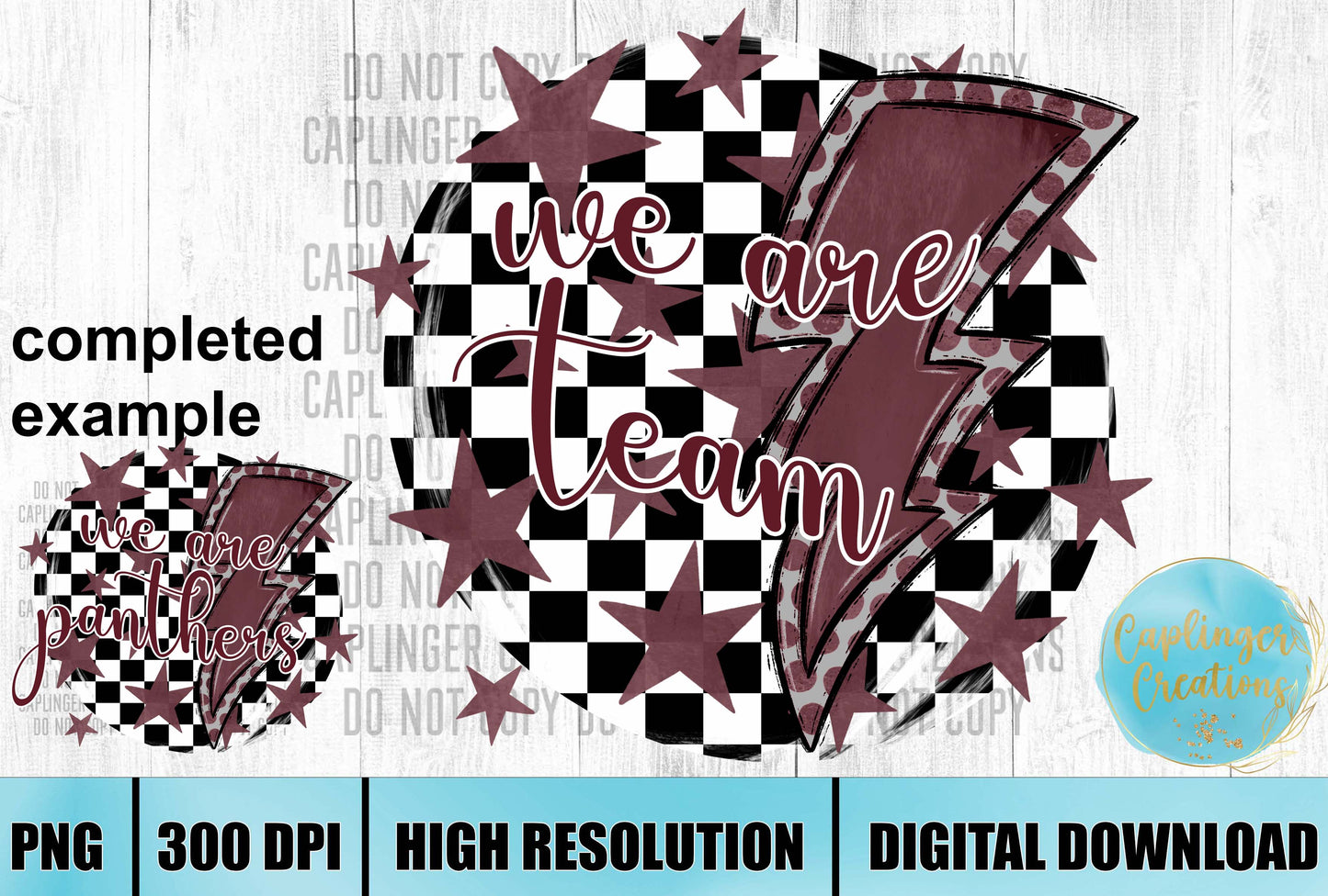 CUSTOM -Checkered print bolt We are - Digital download 300DPI PNG FILE