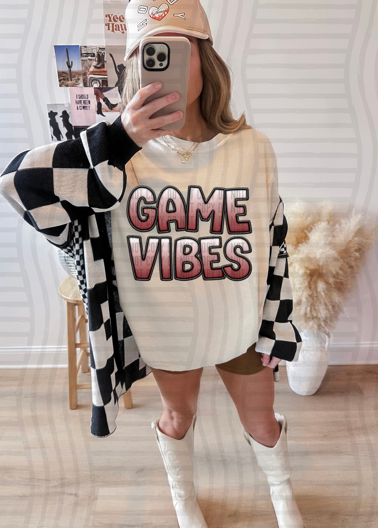 GAME VIBES - SOLID OMBRE - Faux Embroidery - Color Dropdown Digital Download 300DPI PNG FILE