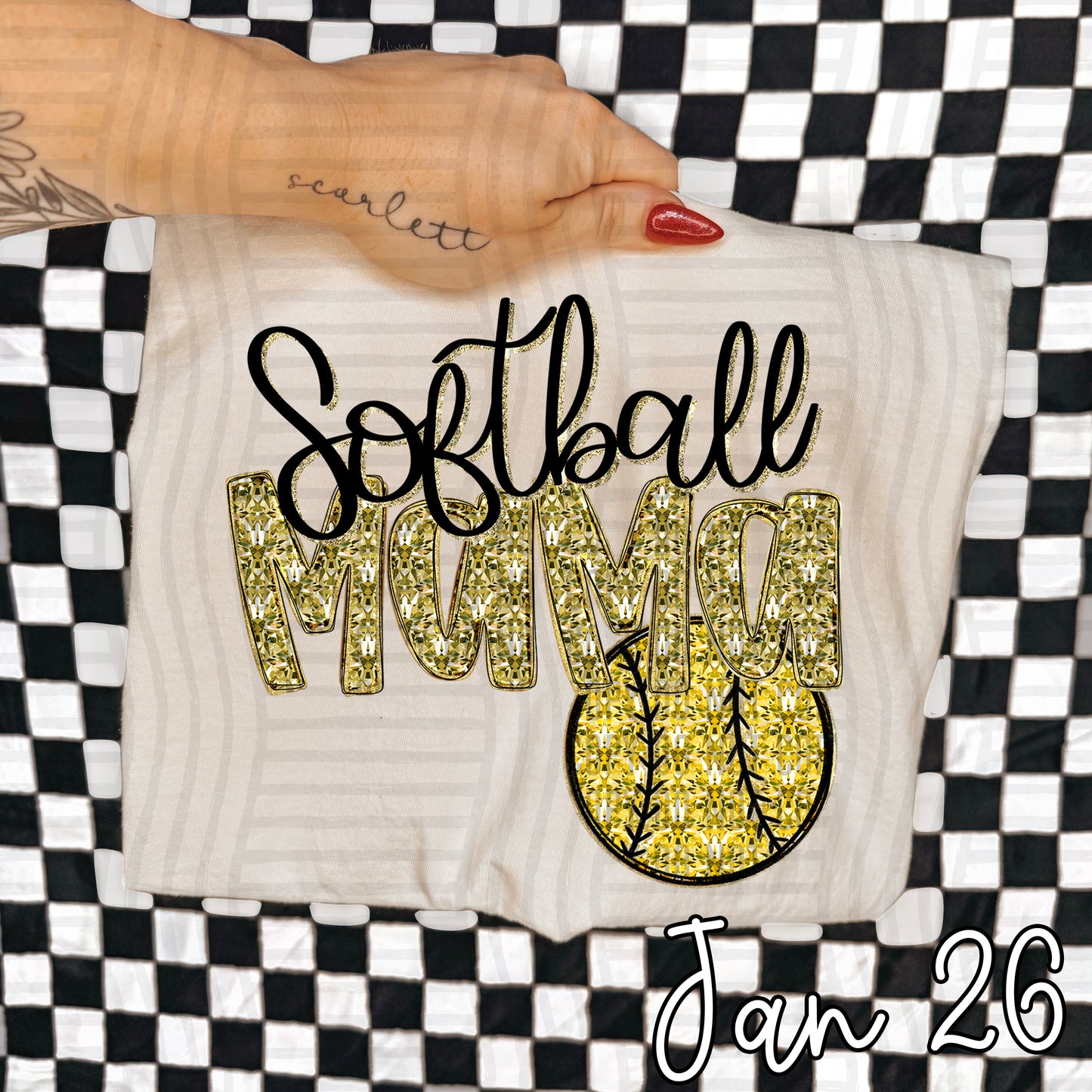 SOFTBALL Mama Bling - Faux Diamonds - Color Dropdown Digital Download 300DPI PNG FILE