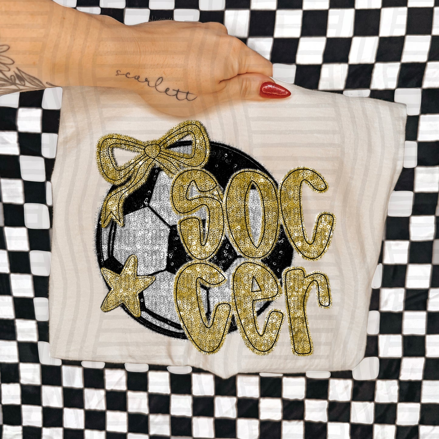 Soccer with bow -Faux sequin- Color Dropdown Digital Download 300DPI PNG FILE