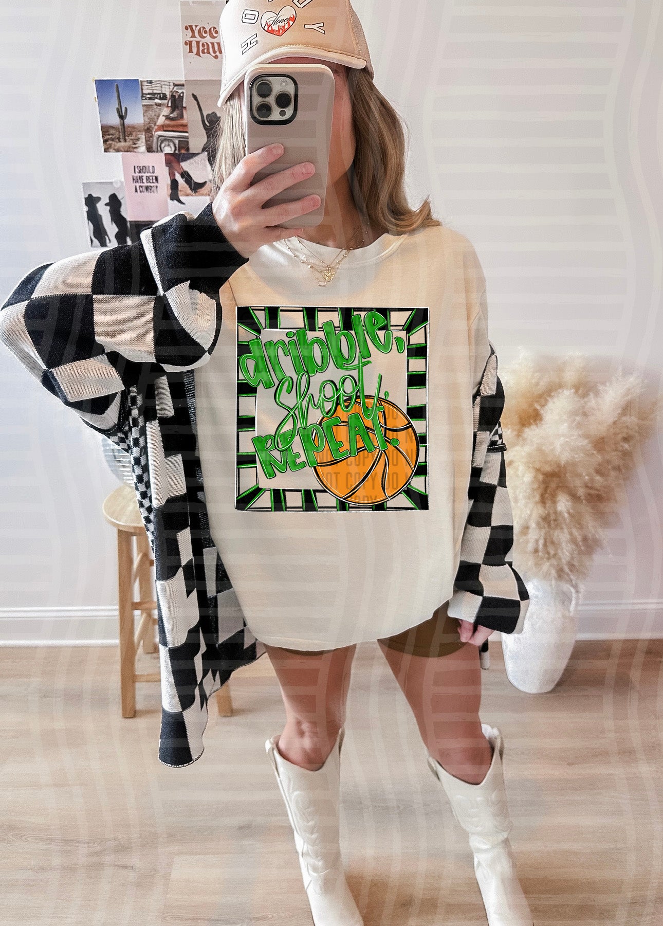 Dribble, Shoot, Repeat. - Color Dropdown Digital Download 300DPI PNG FILE