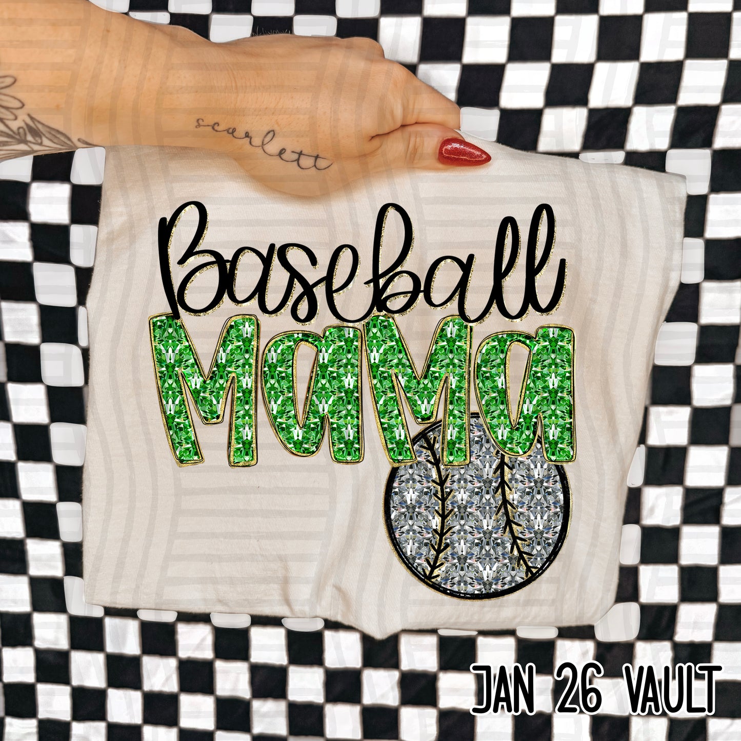 Baseball Mama Bling - Faux Diamonds - Color Dropdown Digital Download 300DPI PNG FILE