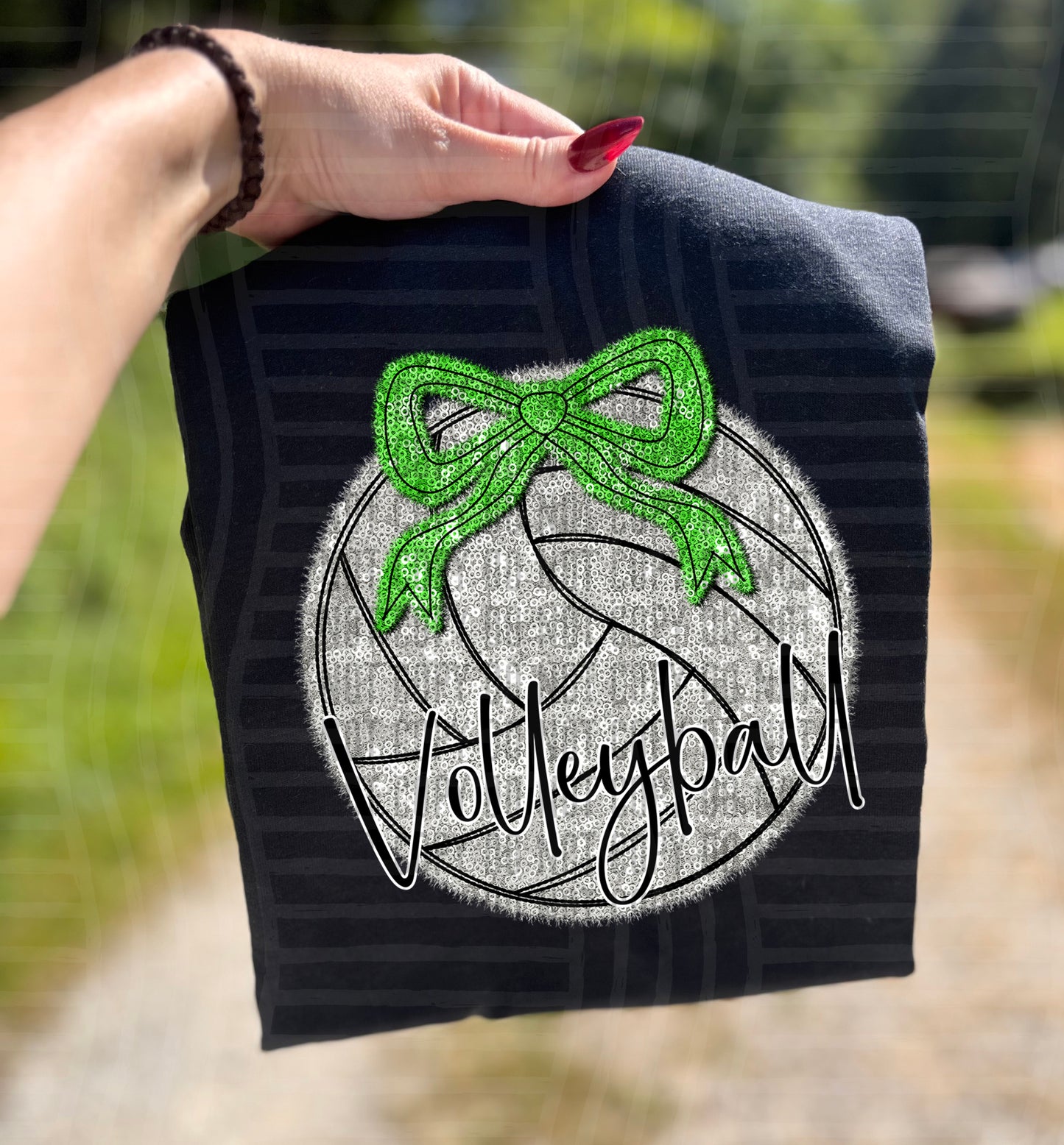 Volleyball with bow - Faux sequin- Color Dropdown Digital Download 300DPI PNG FILE