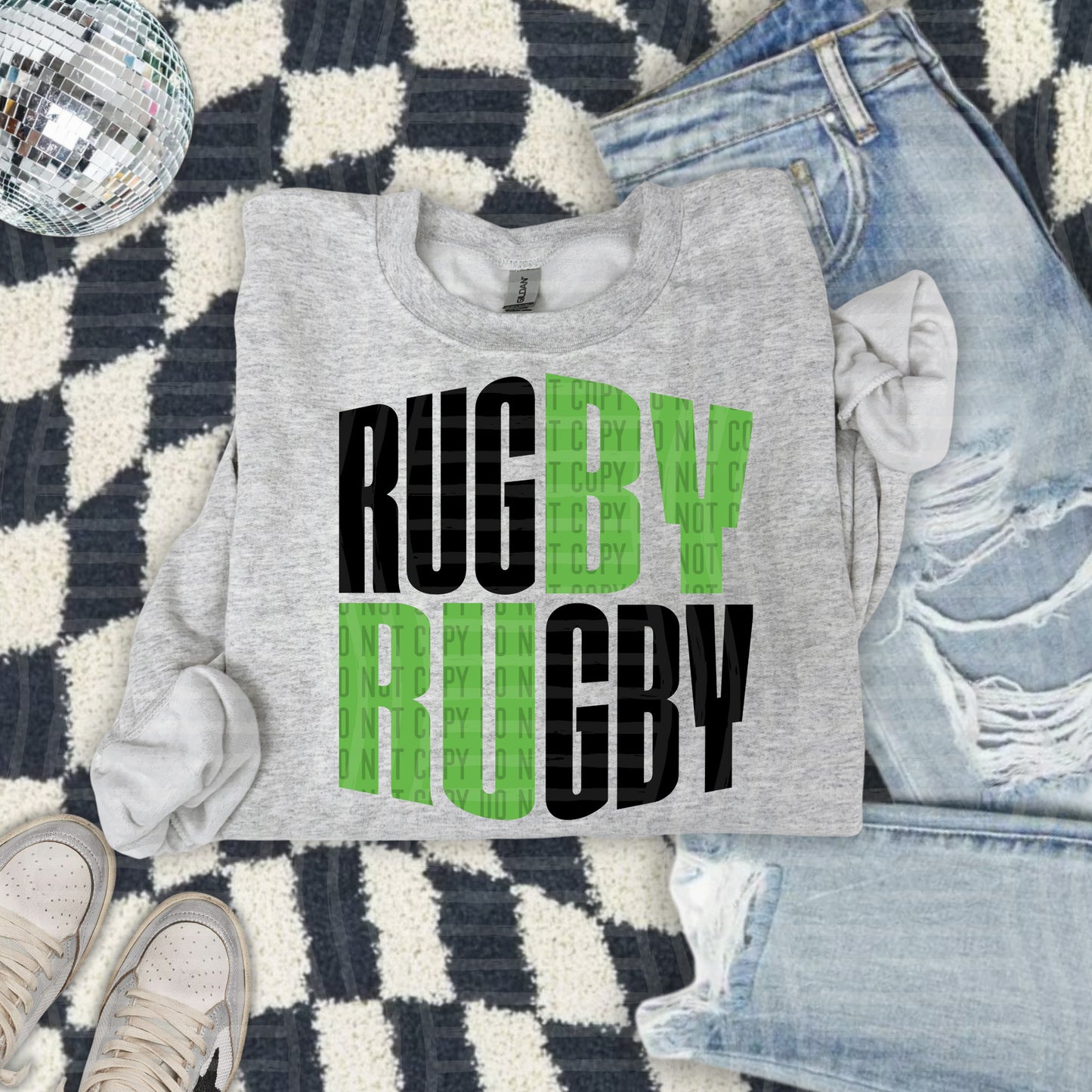 RUGBY word art - Color Dropdown Digital Download 300DPI PNG FILE