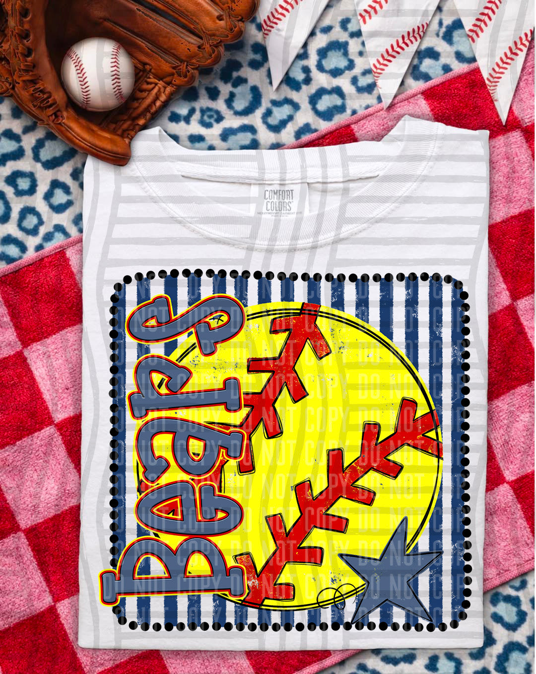 Softball RWB Framed -  Custom + DROPDOWN - 300 DPI digital download