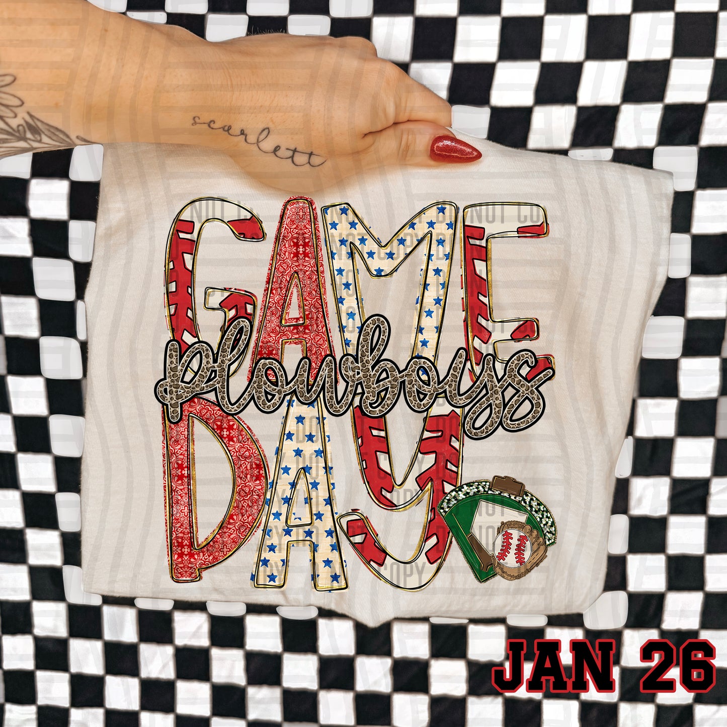 Game Day Baseball LEOPARD PRINT CENTER - Custom + DROPDOWN - 300 DPI digital download