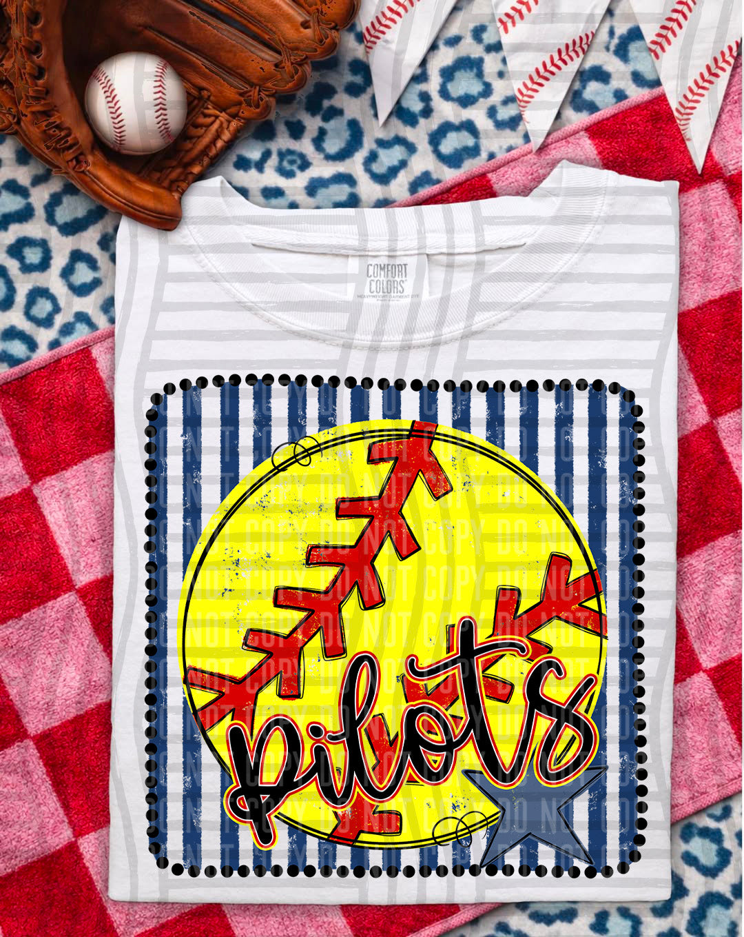 Softball RWB Framed  Script Text-  Custom + DROPDOWN - 300 DPI digital download