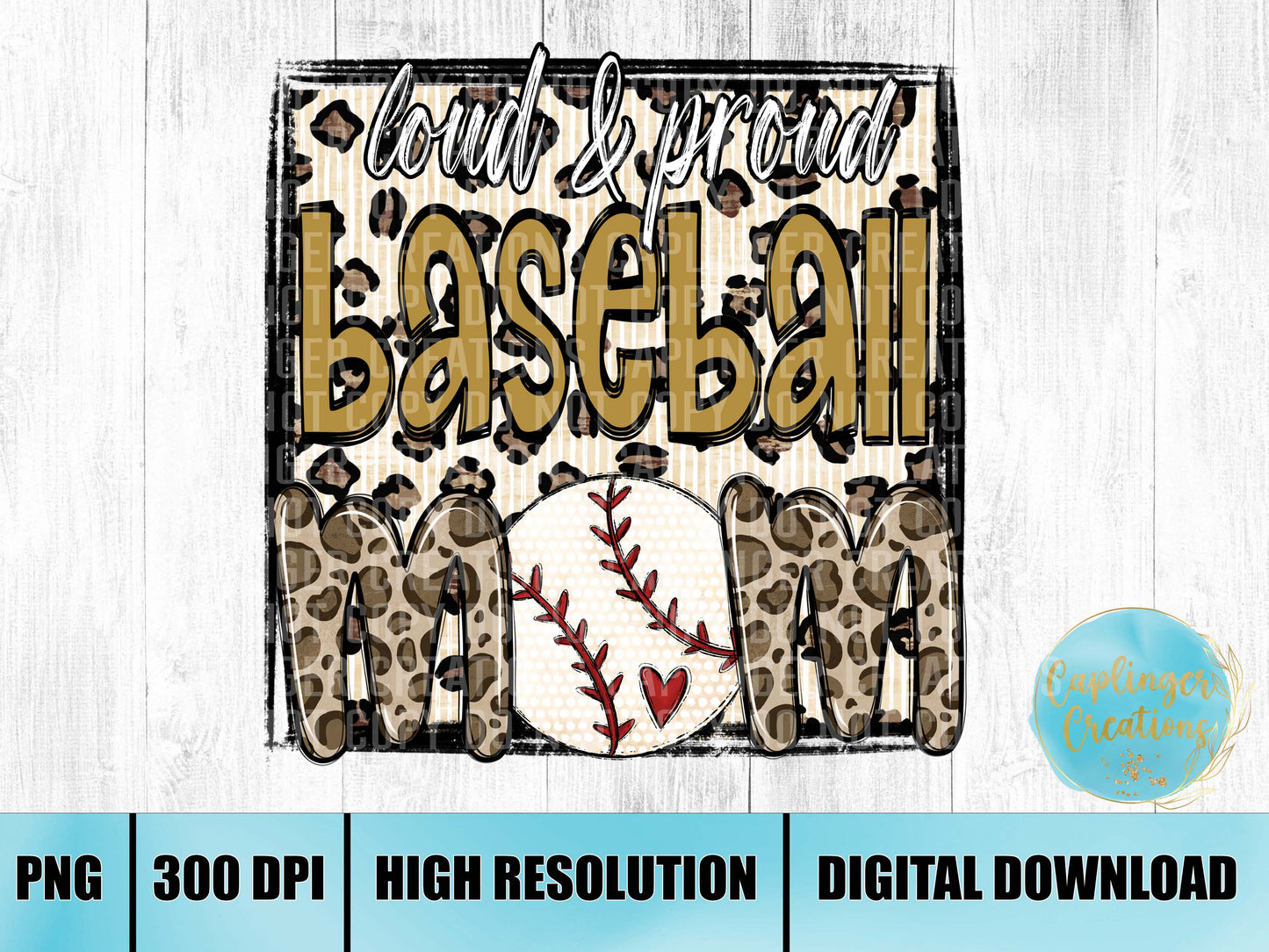 Loud and proud baseball mom GOLD - Digital download 300DPI PNG FILE