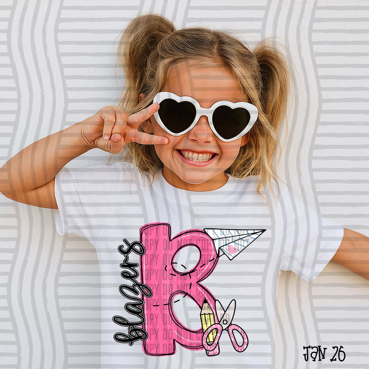 Pink Initials School -  Custom + DROPDOWN - 300 DPI digital download