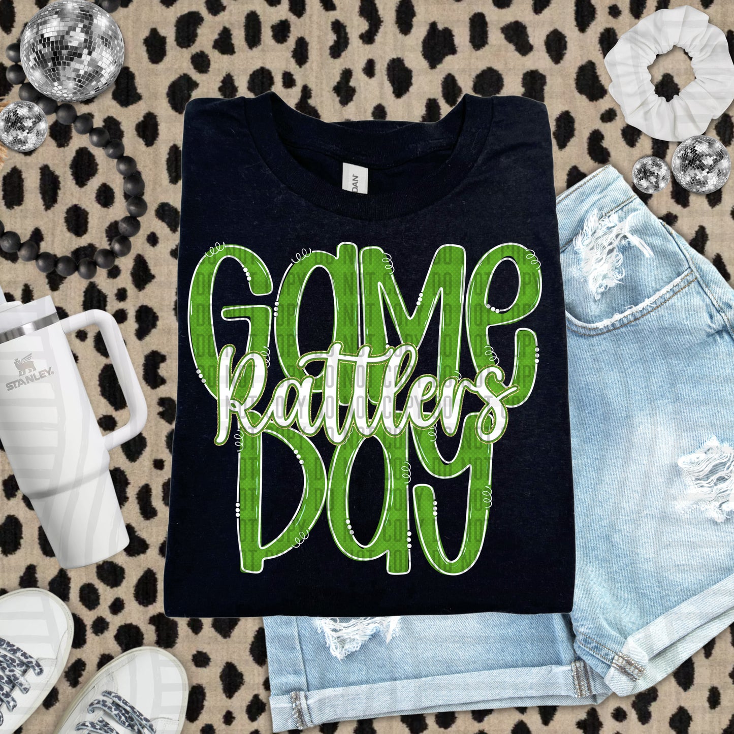 Green- GAME DAY Doodles - 300 dpi Digital Download