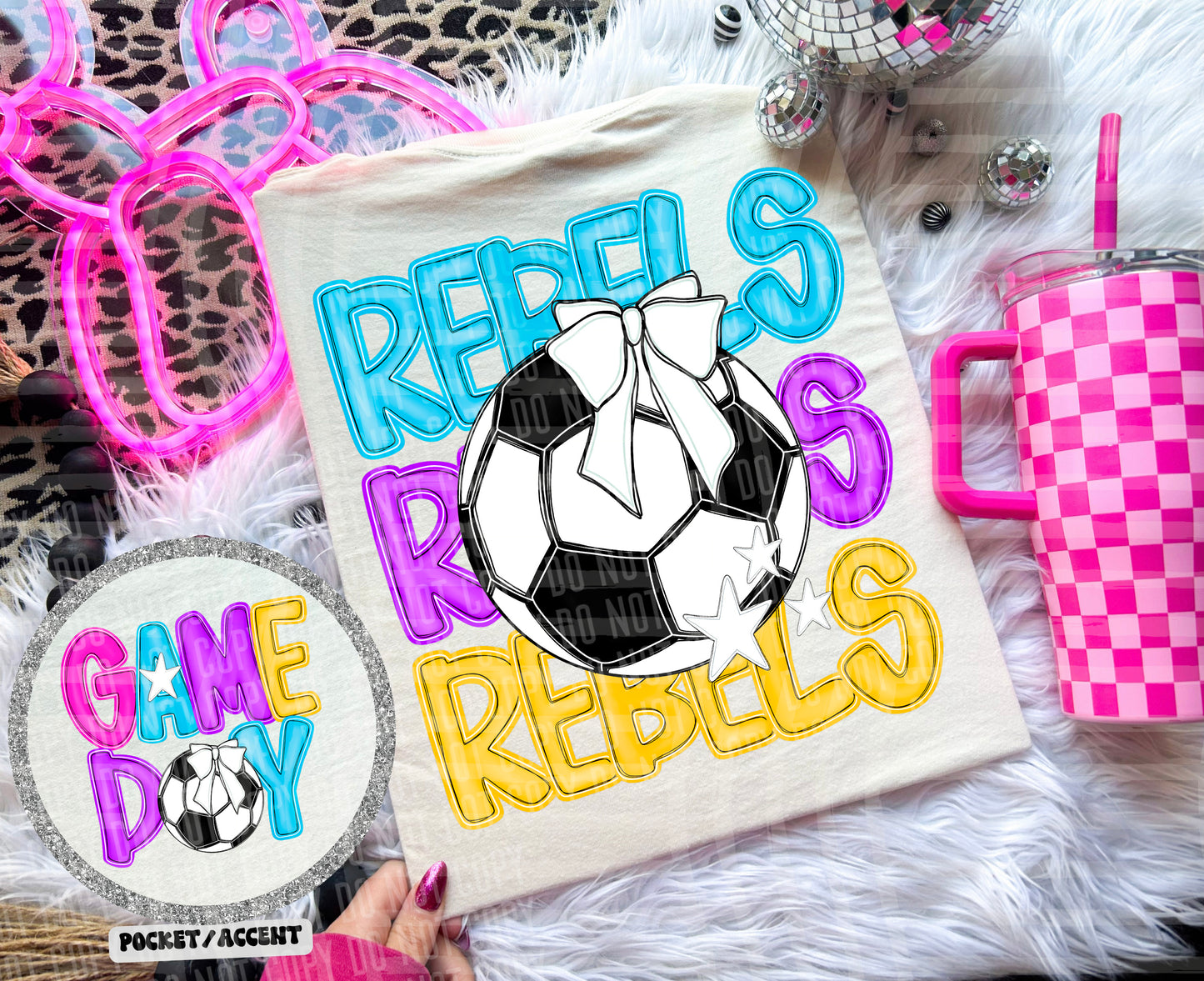 Bright Preppy Stacked Soccer Dropdown Digital Download 300DPI PNG FILE