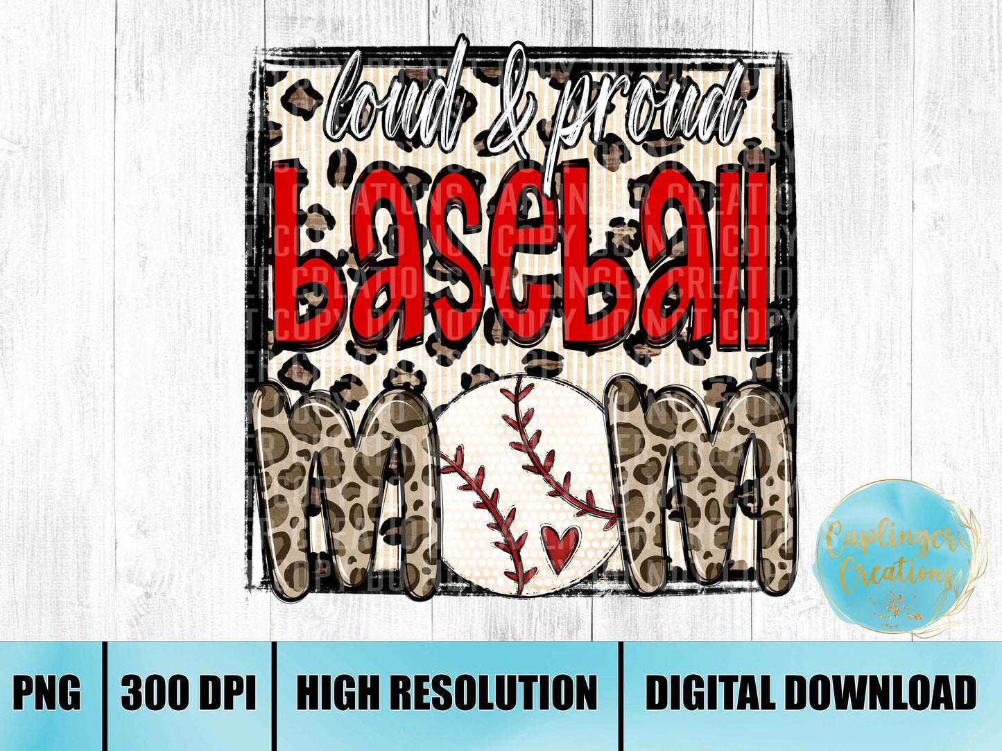 Loud and proud baseball mom RED - Digital download 300DPI PNG FILE