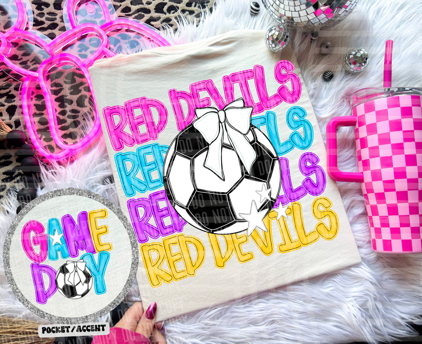 Bright Preppy Stacked Soccer Dropdown Digital Download 300DPI PNG FILE