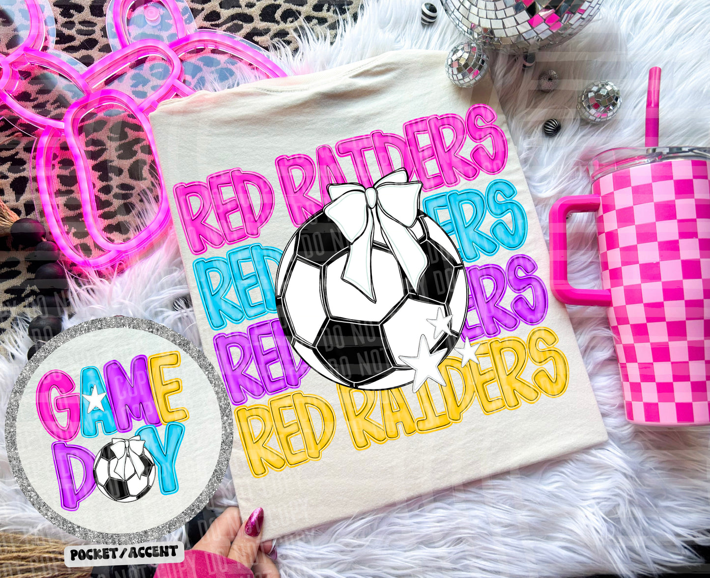 Bright Preppy Stacked Soccer Dropdown Digital Download 300DPI PNG FILE