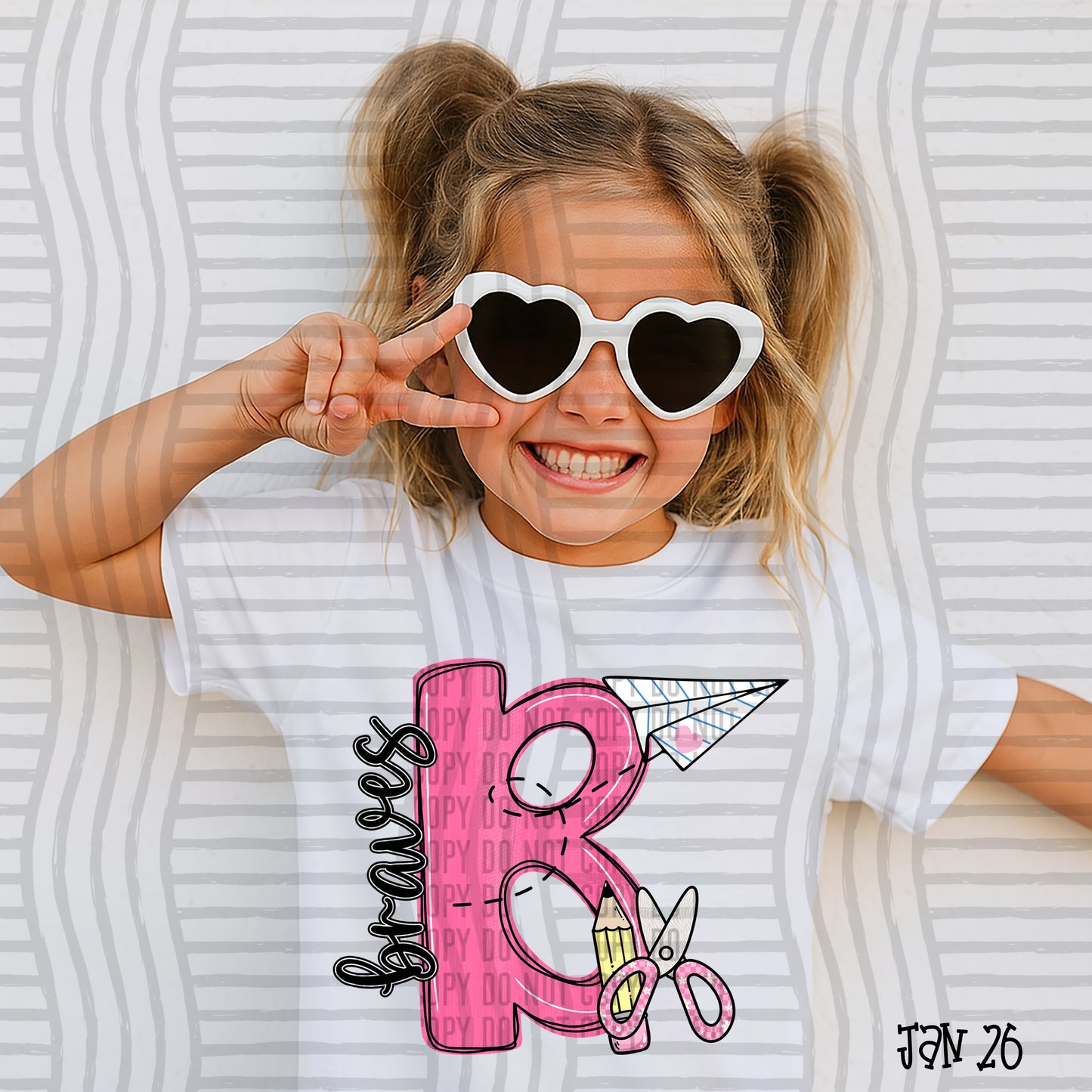 Pink Initials School -  Custom + DROPDOWN - 300 DPI digital download