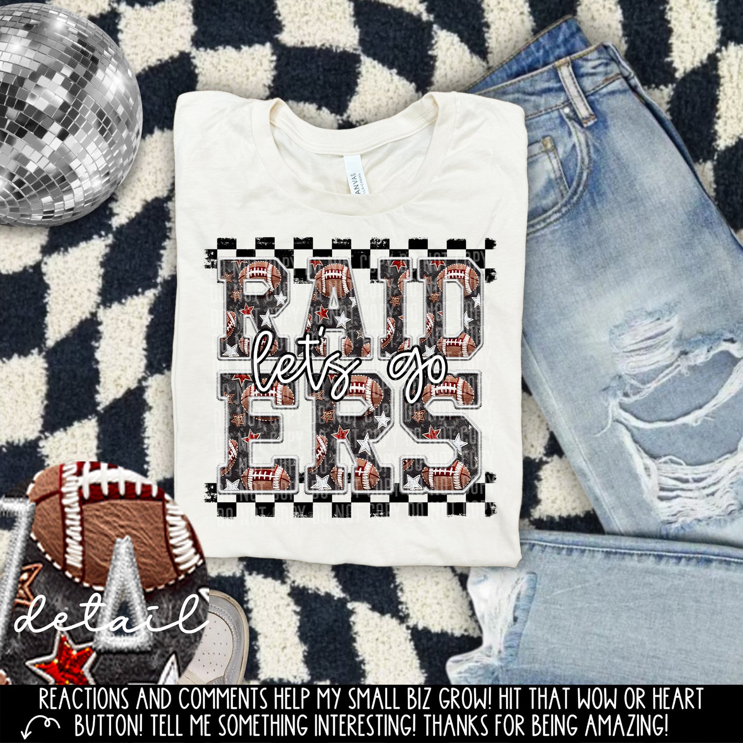 Let’s Go Football Faux Embroidery Checkered Mascots Dropdown With Custom Digital Download 300 DPI PNG