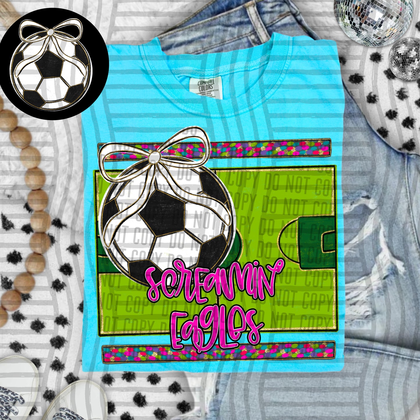 Preppy Soccer Field -optional pocket + Custom + Dropdown - 300 dpi Digital Download