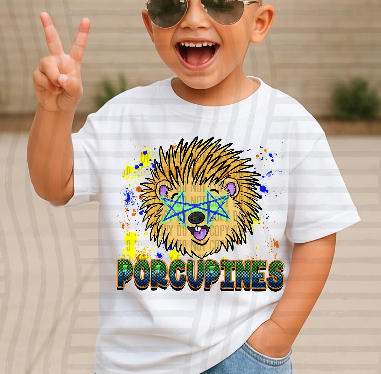 Paint Splatter STARRY EYED mascots blue/green/orange -  Digital Download 300DPI PNG FILE