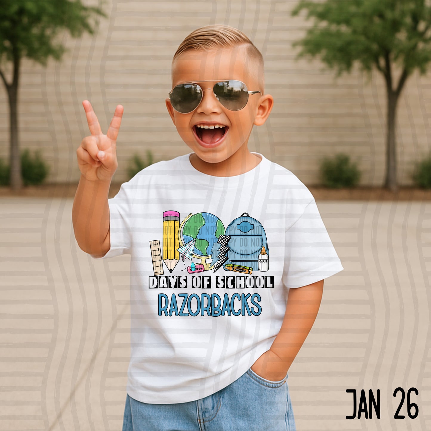 100 days of school (Boyish) - Custom + DROPDOWN - 300 DPI digital download