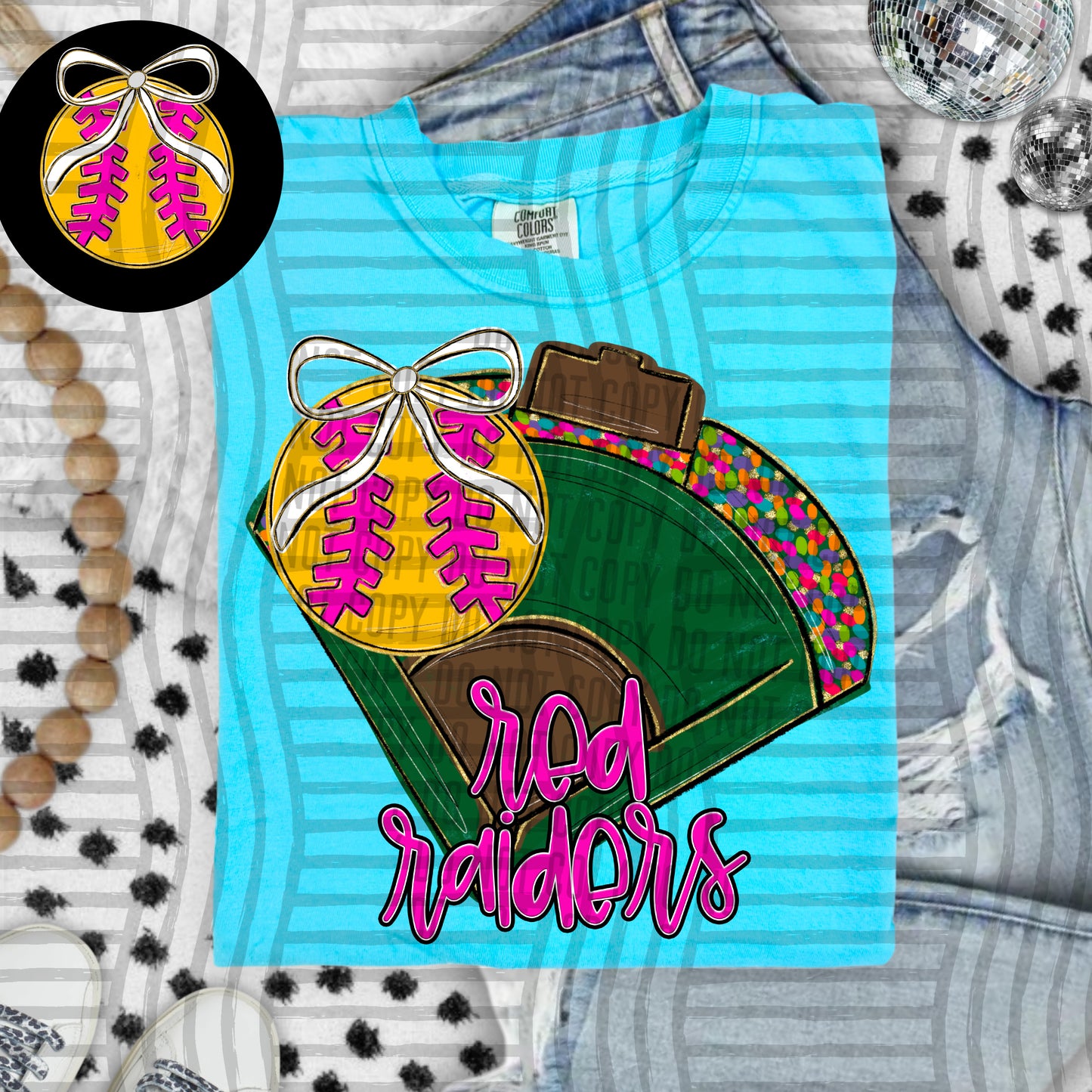 Preppy Softball Field - optional pocket + Custom + Dropdown - 300 dpi Digital Download