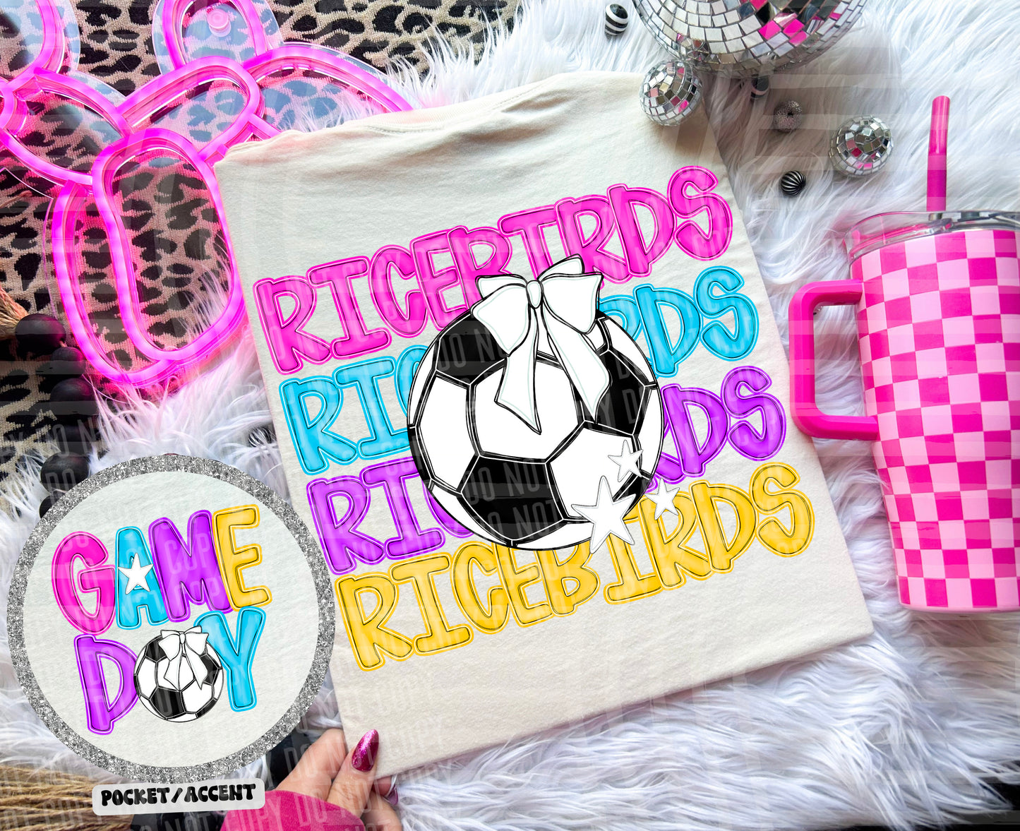 Bright Preppy Stacked Soccer Dropdown Digital Download 300DPI PNG FILE