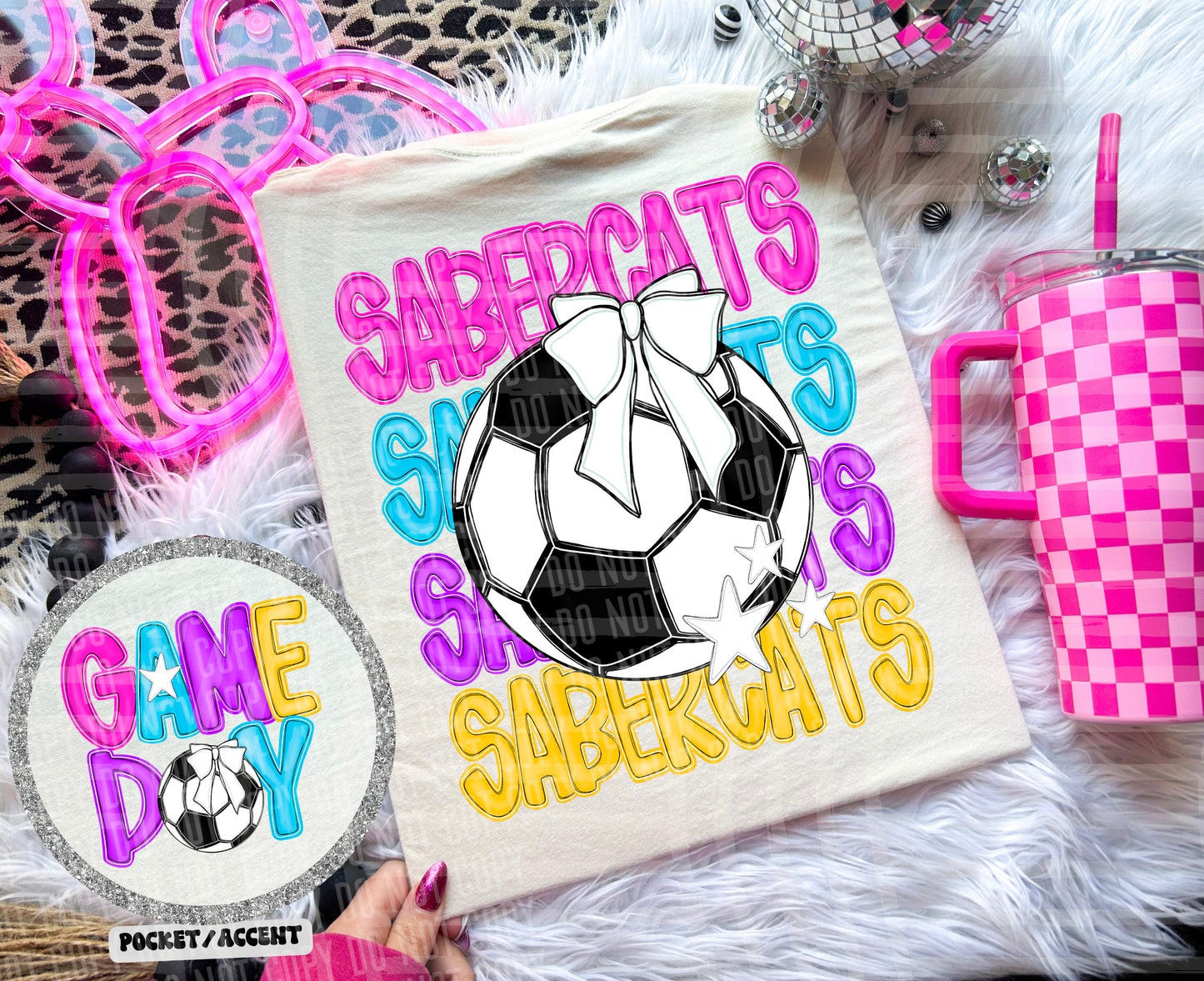 Bright Preppy Stacked Soccer Dropdown Digital Download 300DPI PNG FILE