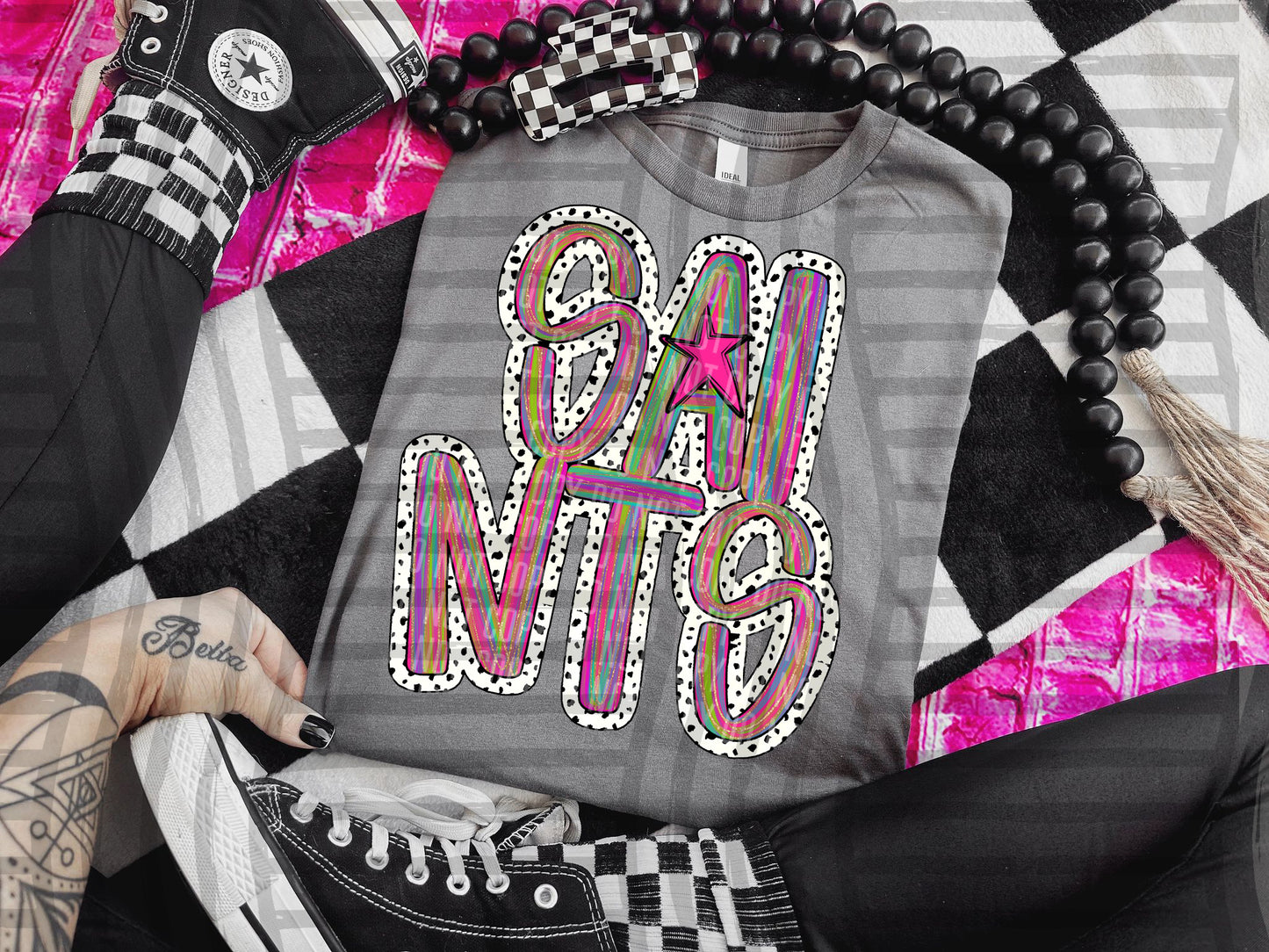 Pink Brushstrokes Dots - Dropdown + CUSTOM- Digital Download 300DPI PNG FILE