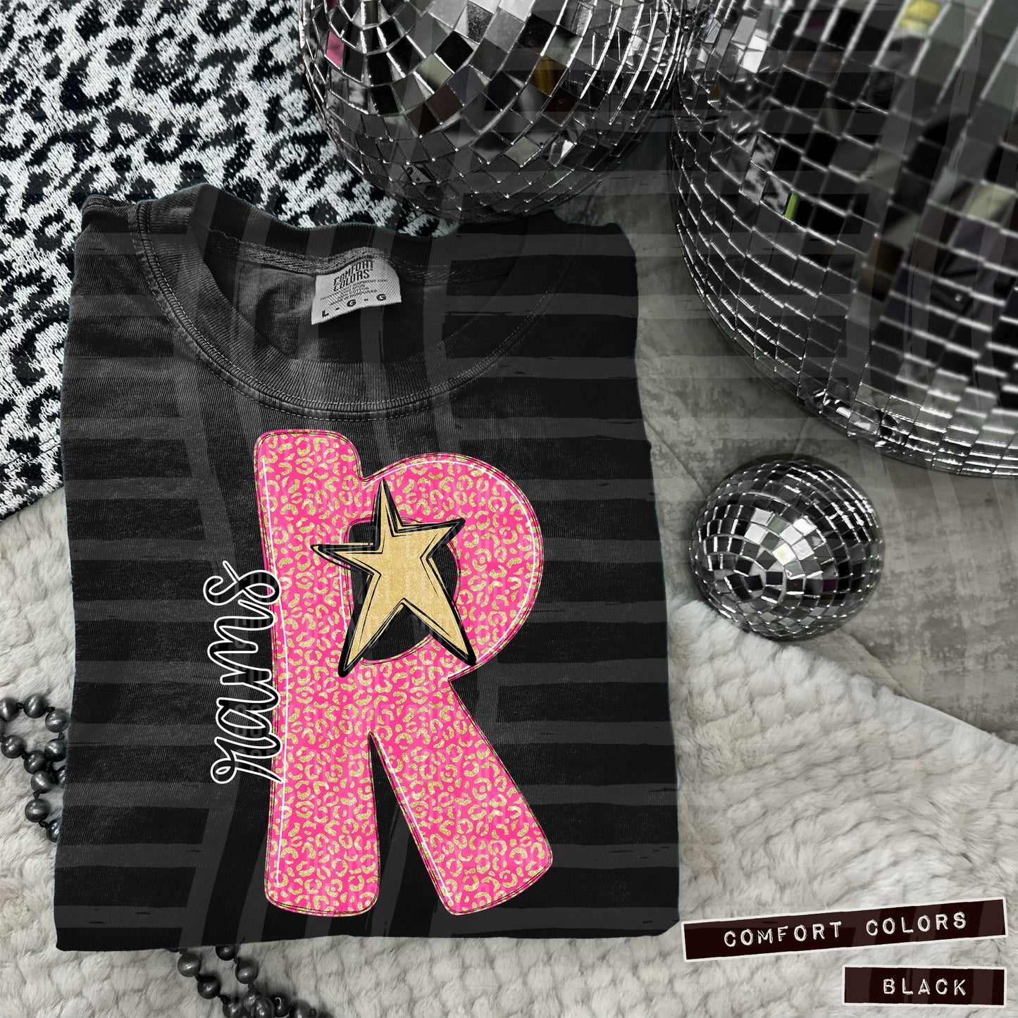 Pink Leopard Single Letter - Dropdown + CUSTOM- Digital Download 300DPI PNG FILE