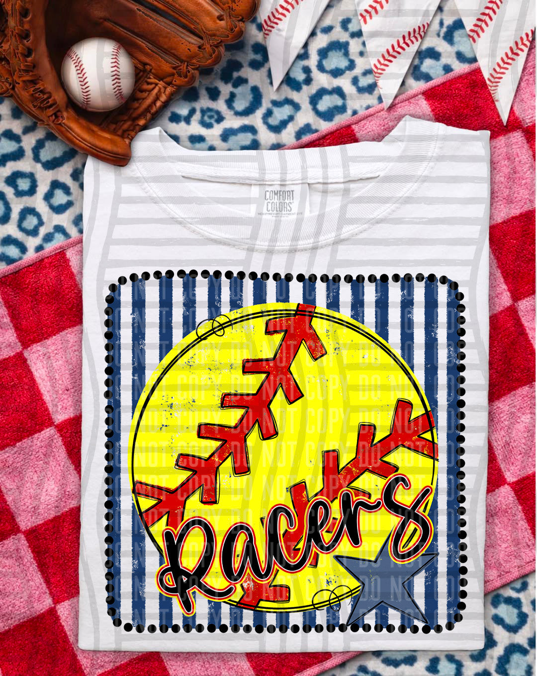 Softball RWB Framed  Script Text-  Custom + DROPDOWN - 300 DPI digital download
