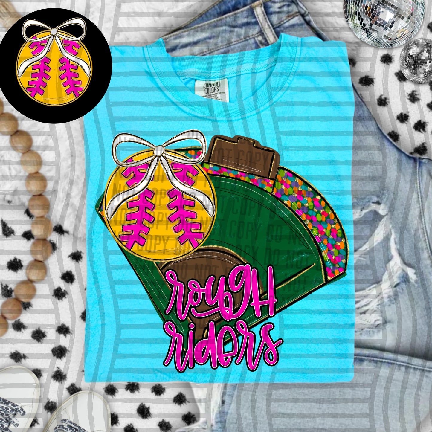 Preppy Softball Field - optional pocket + Custom + Dropdown - 300 dpi Digital Download