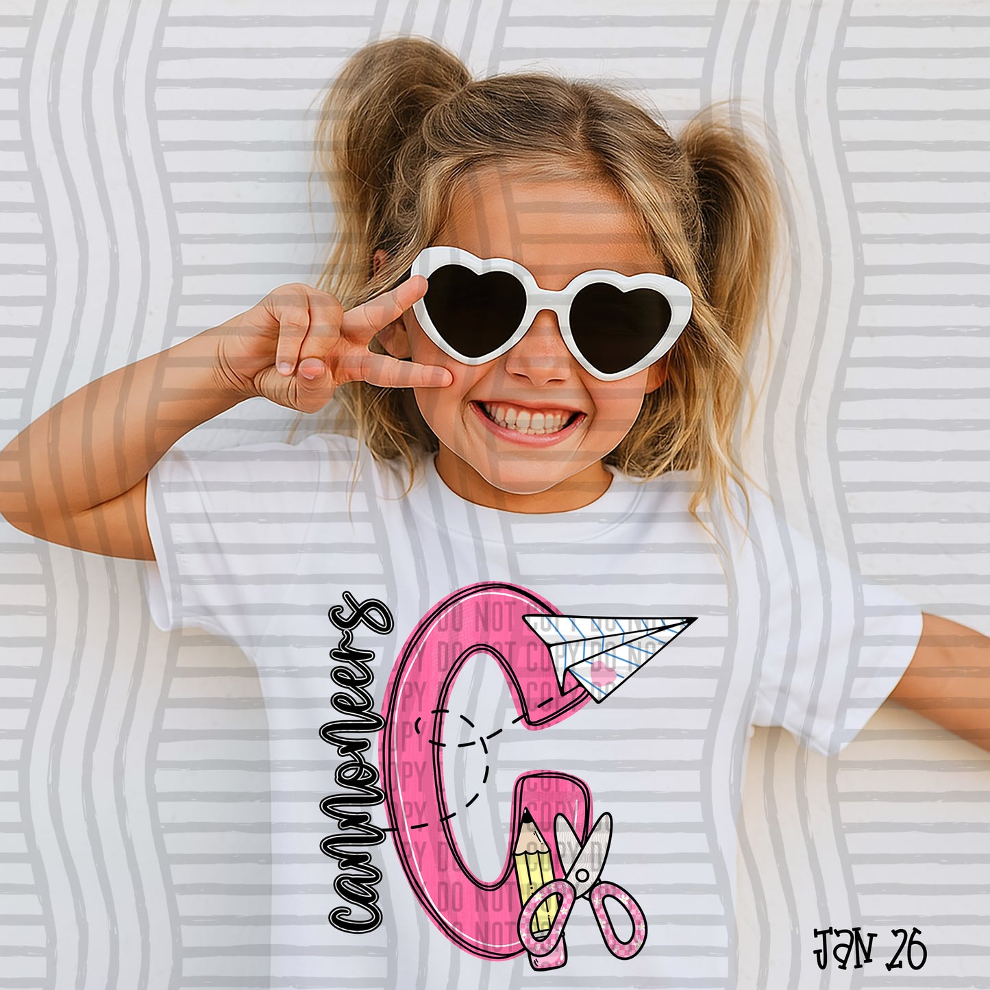 Pink Initials School -  Custom + DROPDOWN - 300 DPI digital download