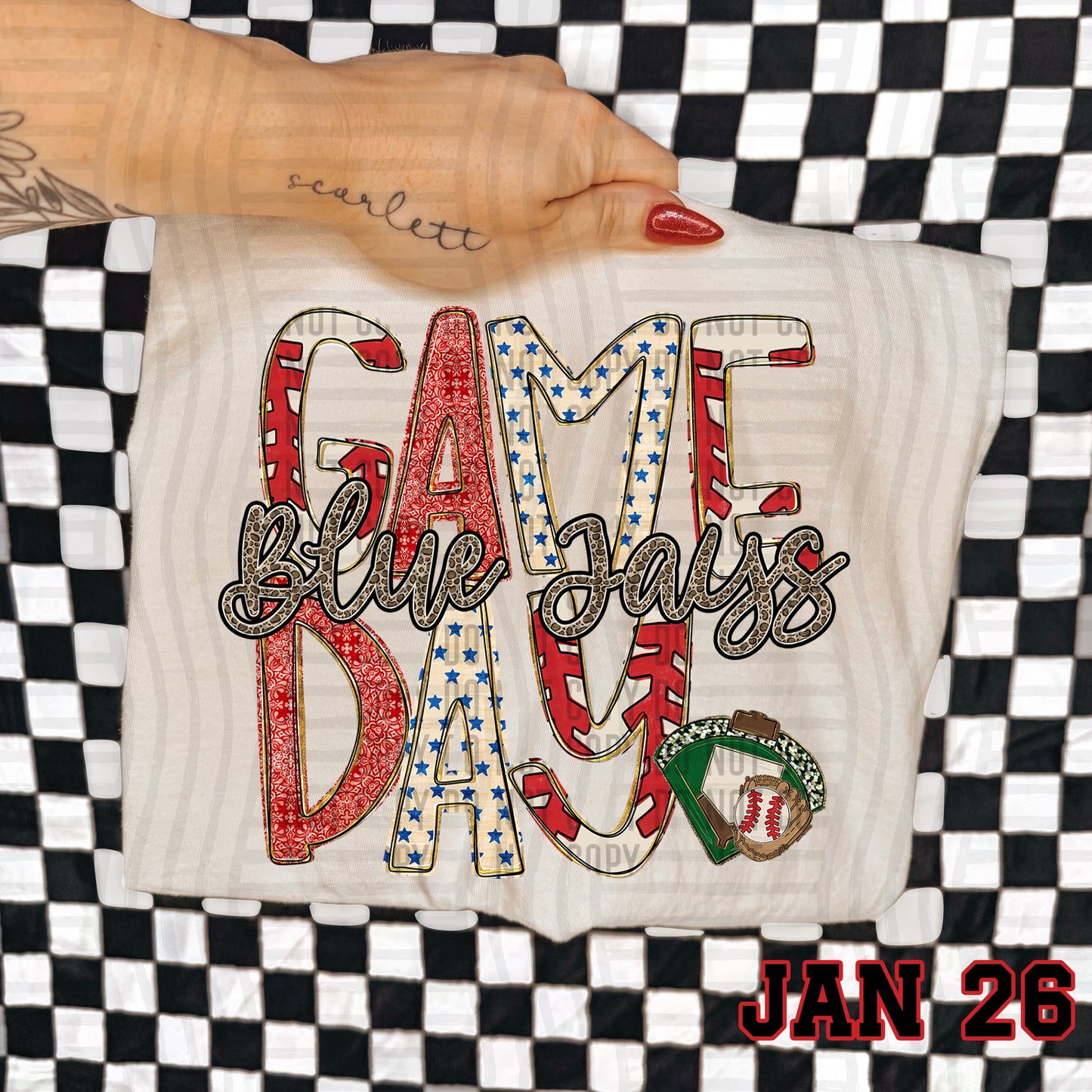 Game Day Baseball LEOPARD PRINT CENTER - Custom + DROPDOWN - 300 DPI digital download