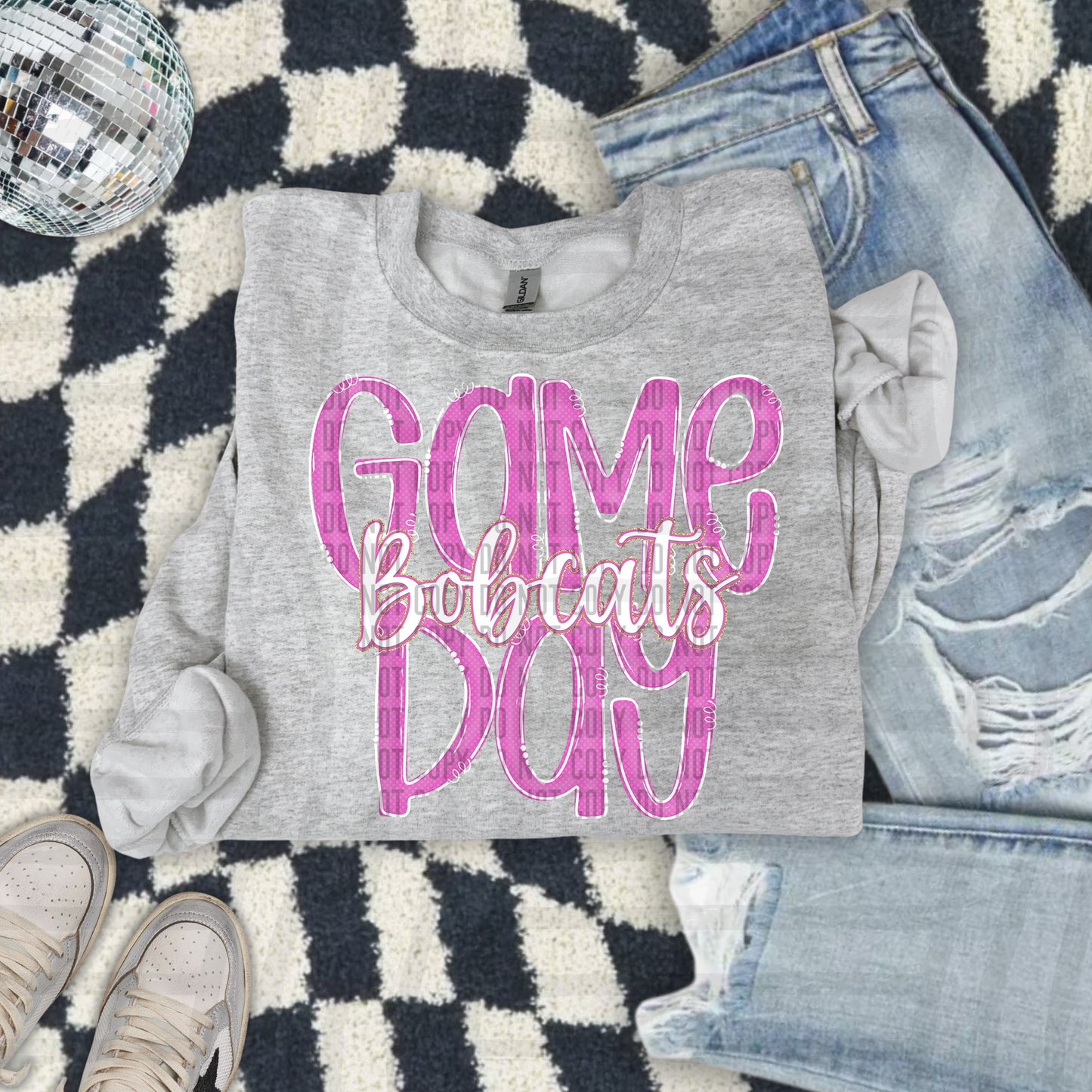 Pink - GAME DAY Doodles - 300 dpi Digital Download